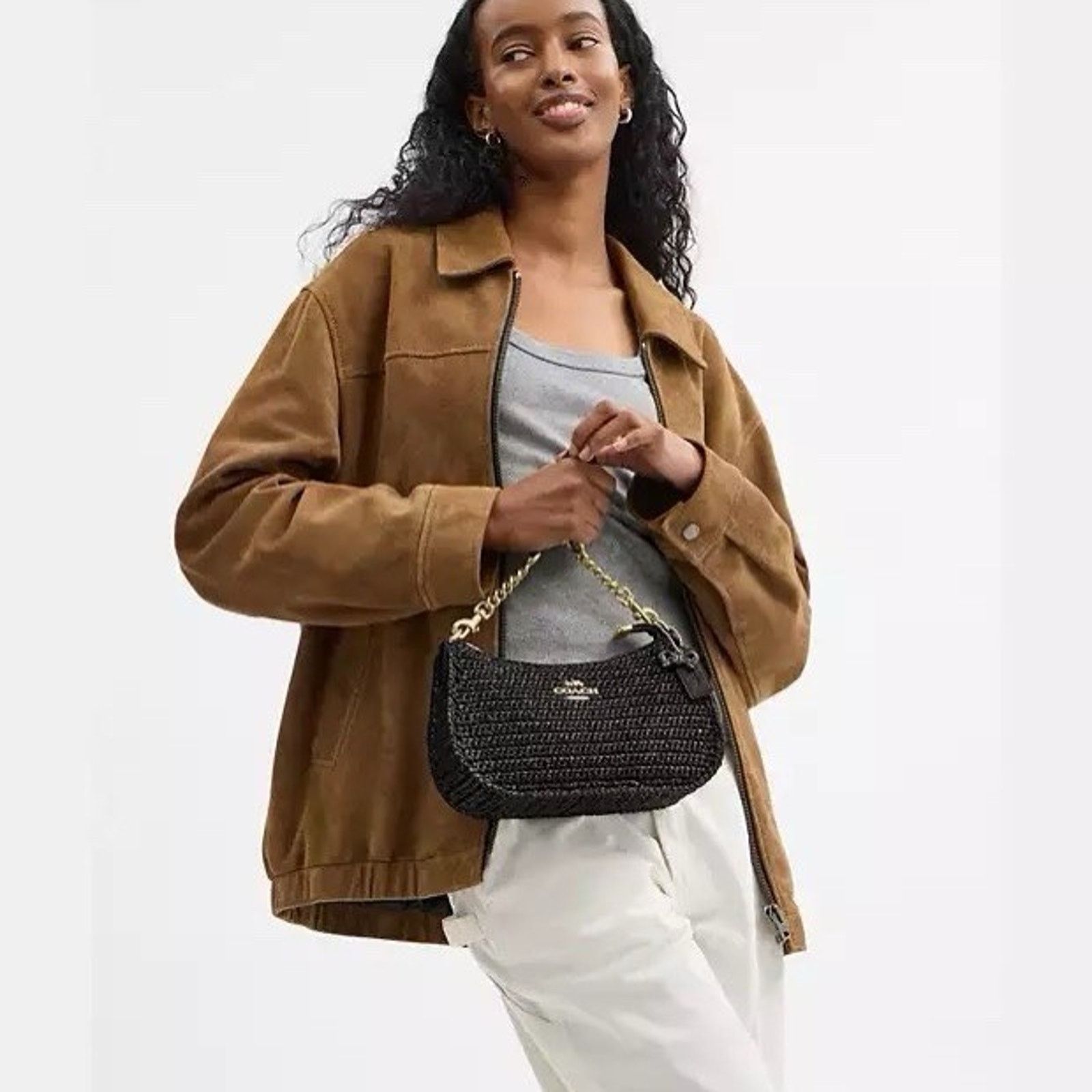 Coach NWT Coach Teri Shoulder Bag Crossbody CBI17 Straw Gold/Black Size ONE SIZE - 12 Thumbnail