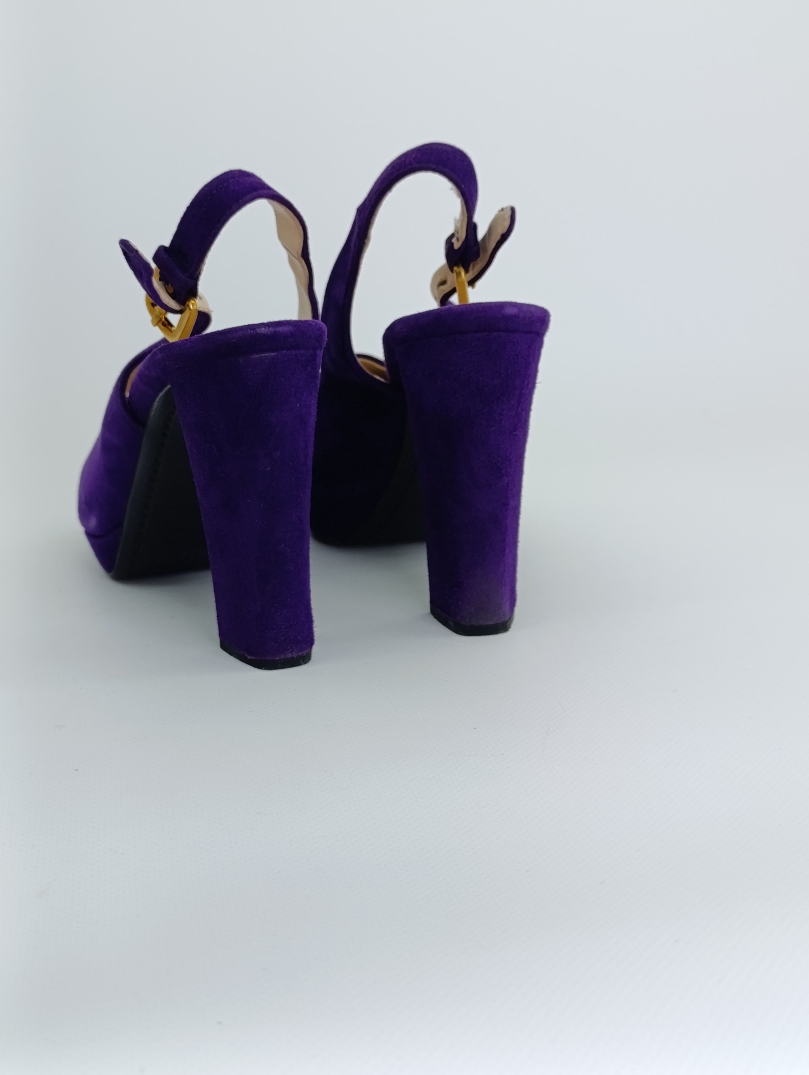 Prada PRADA BARHAT SANDALS HEELS PURPLE RED TAB Size US 7 / IT 37 - 12 Thumbnail