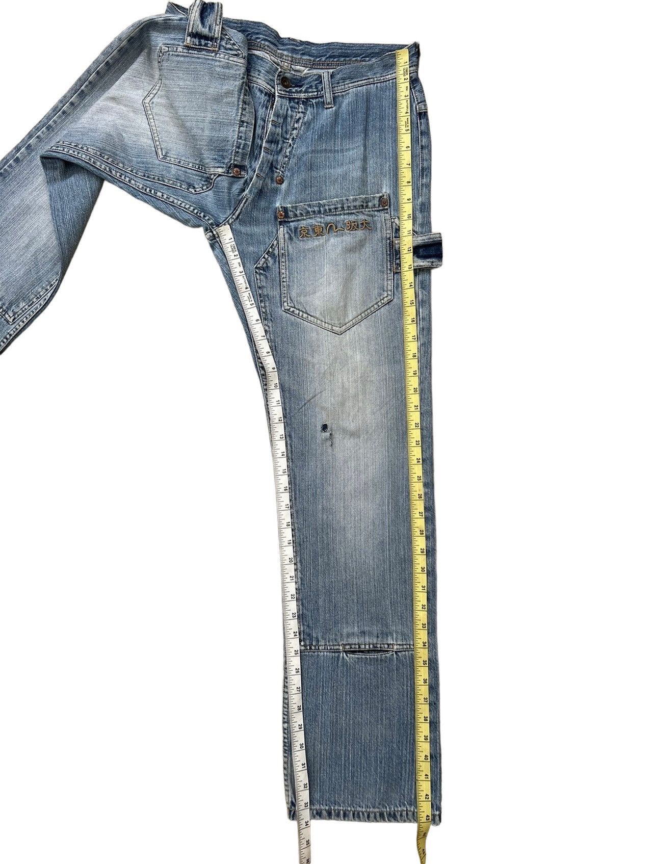 Evisu Vintage Evisu Distressed Fade Denim Double Knee Jeans Size US 31 - 5 Thumbnail