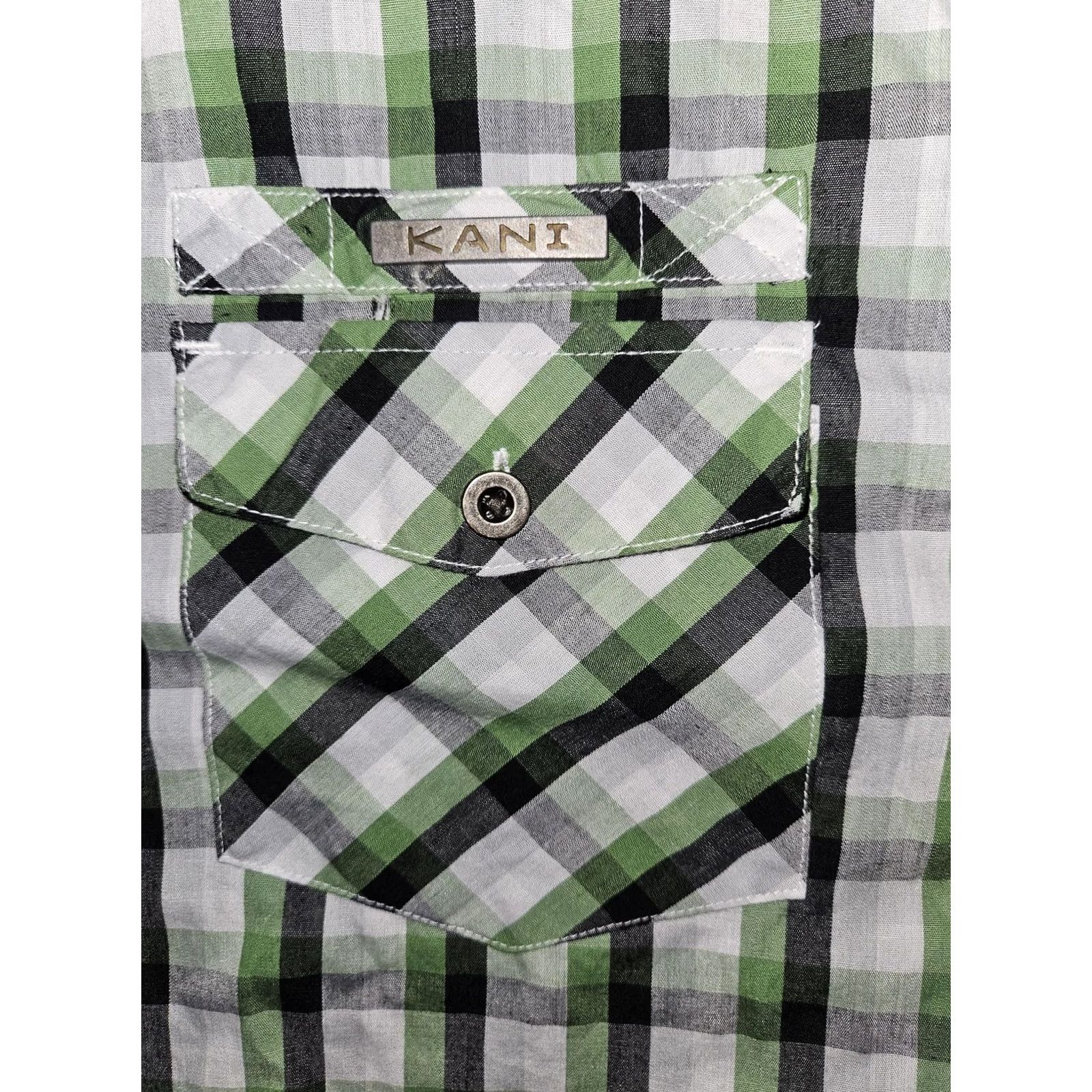 Vintage Kani Gold Shirt Mens 2XL Slim Fit Green Check Short Sleeve Button Up Y2K 90's Size US XXL / EU 58 / 5 - 6 Thumbnail