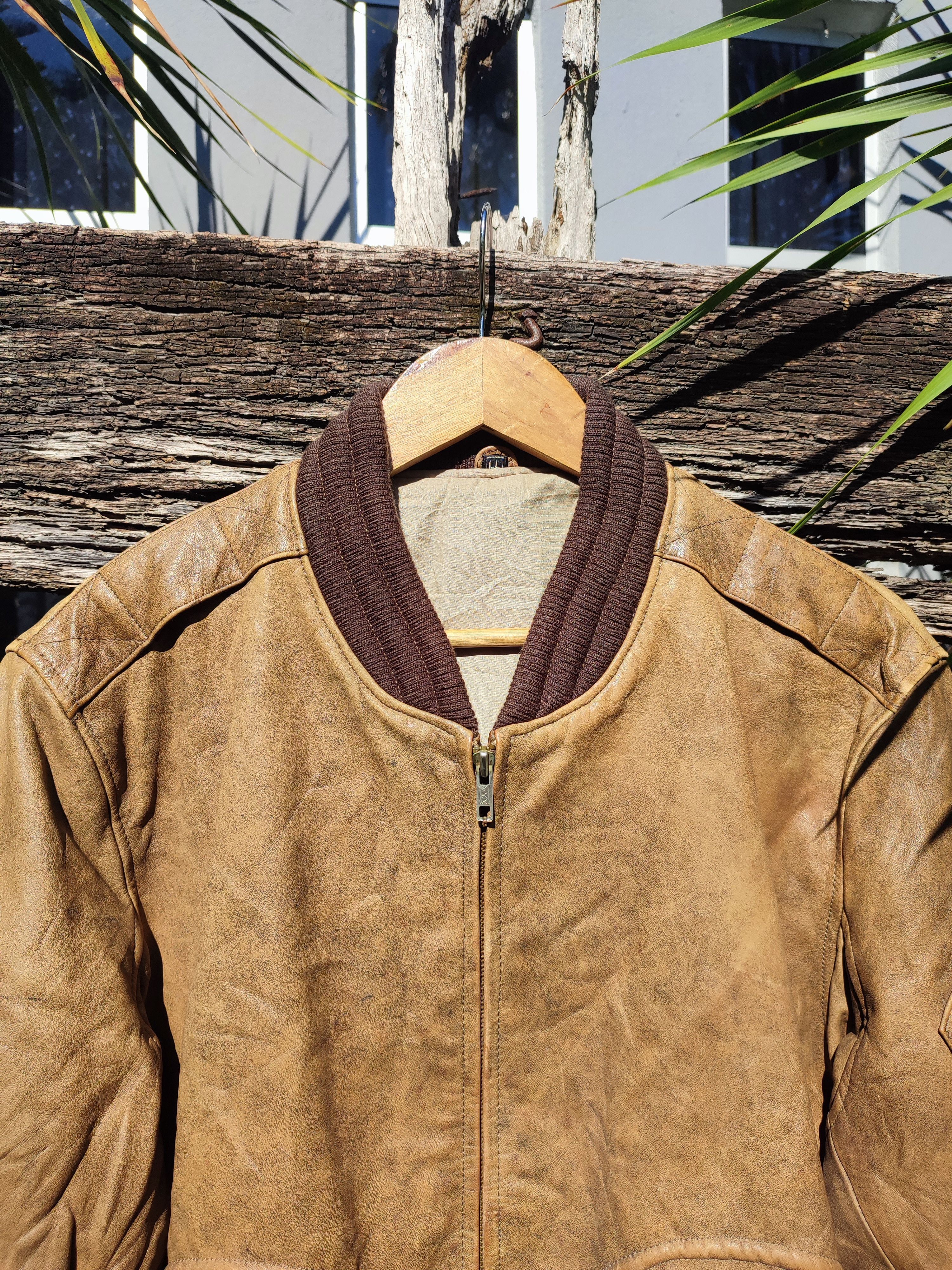 Leather × Vintage Vintage Leather Bomber Jacket Classic Aviator Style Size US L / EU 52-54 / 3 - 2 Thumbnail