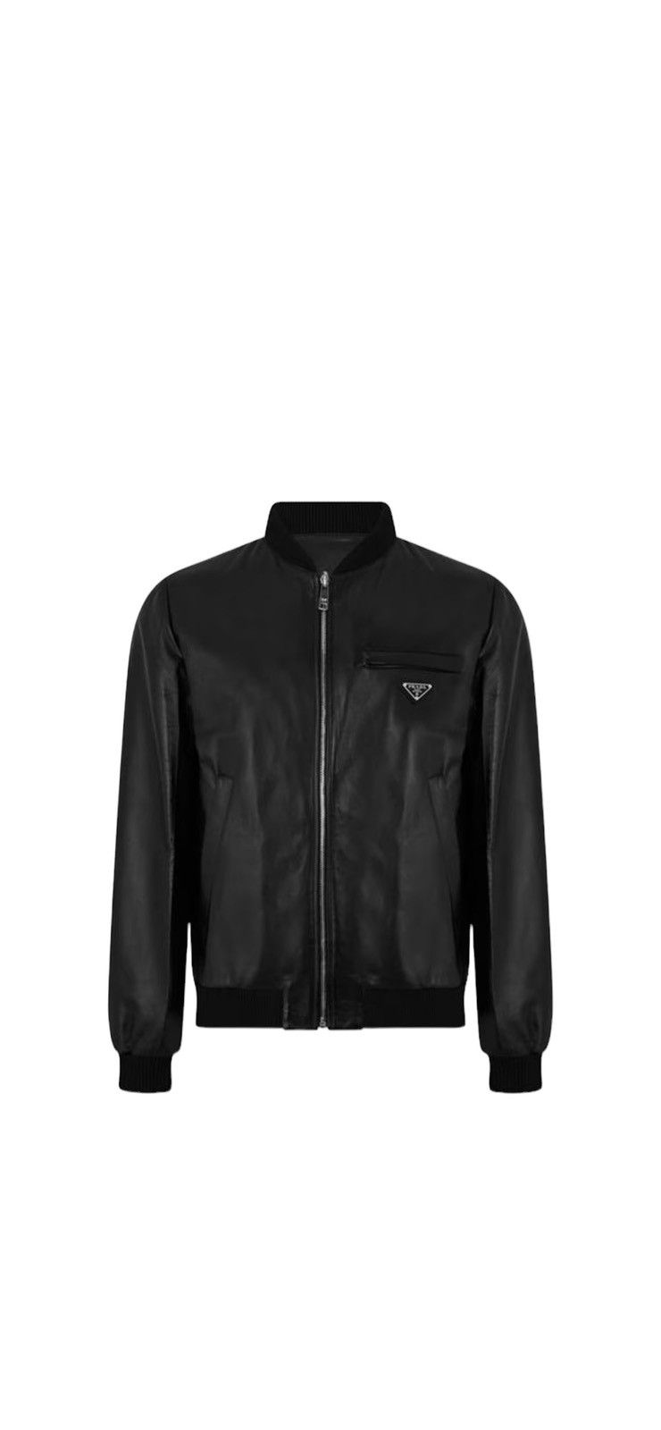 Image of Prada Nappa Leather Bomber Jacket in Black, Men's (Size Small)