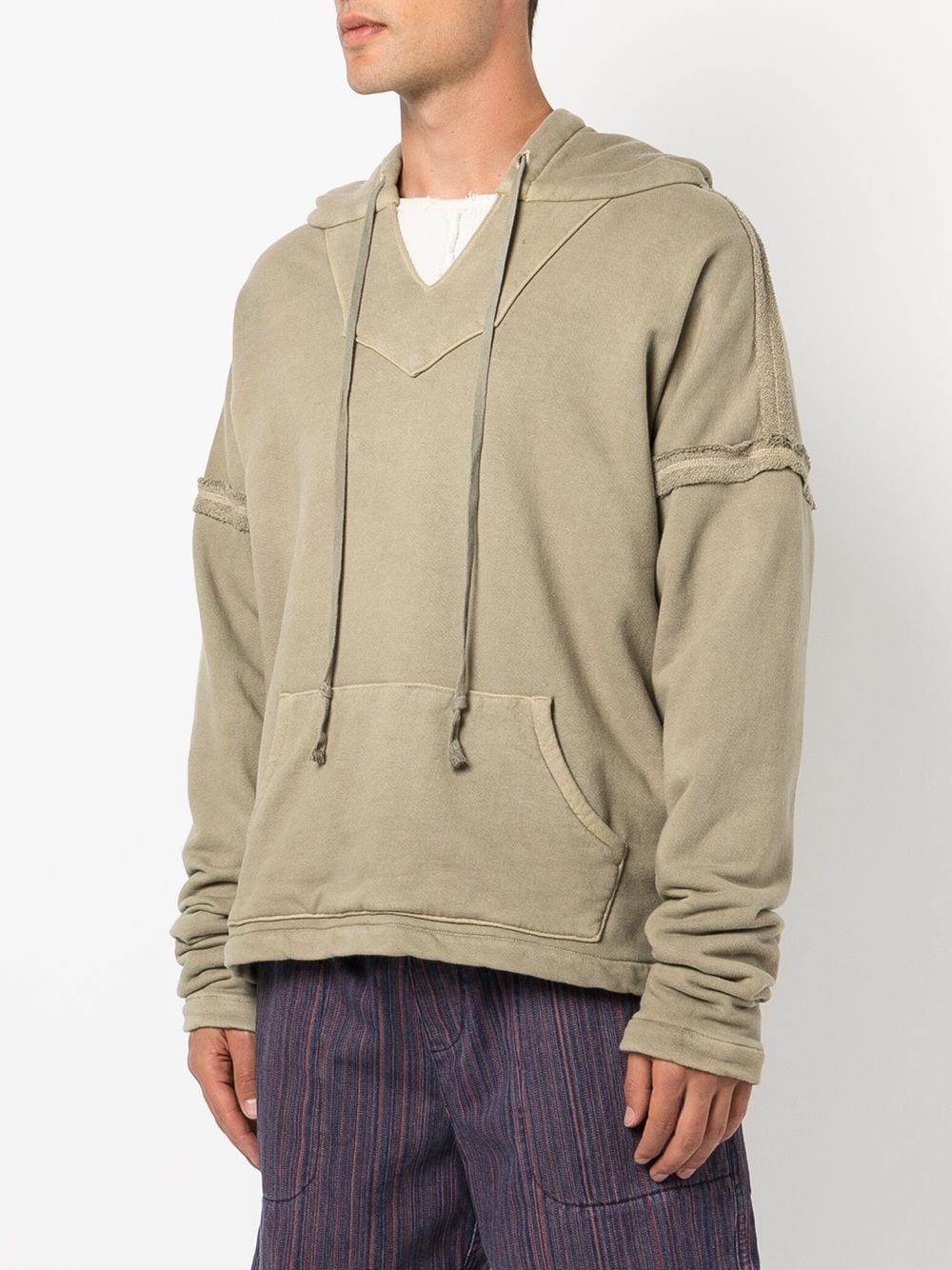 image of $995 Greg Laurent Tan Baja V-Neck Hoodie Large (Size3), Men's