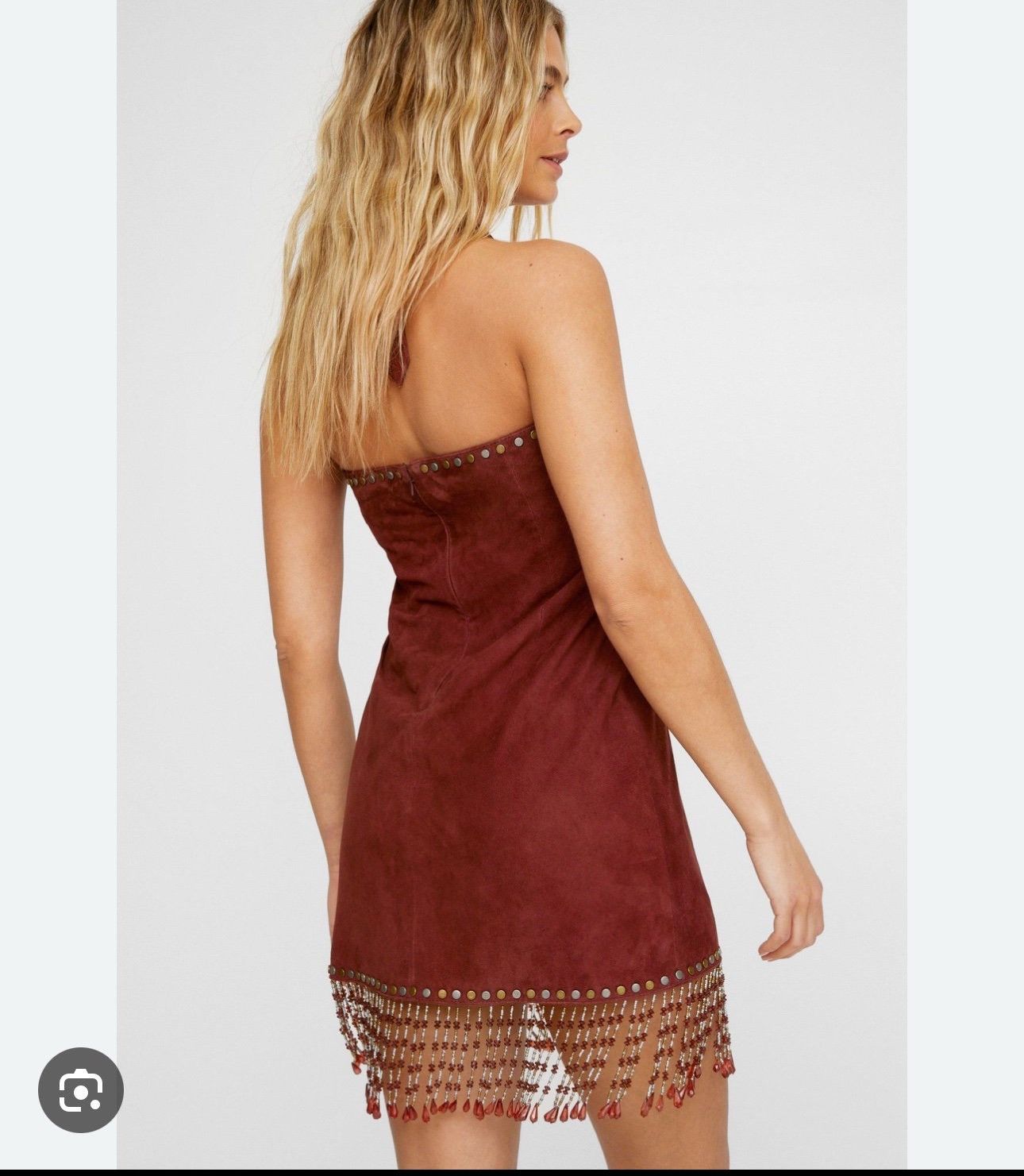 Nasty Gal Real Suede Applique Halterneck Mini Dress Size S / US 4 / IT 40 - 2 Thumbnail