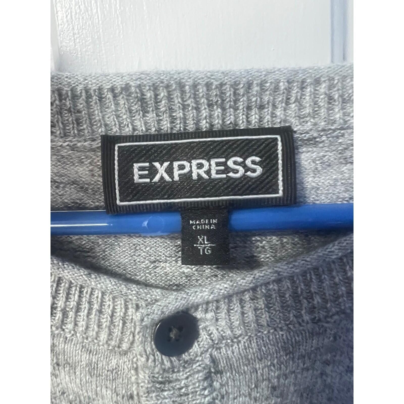 Express Express Mens Henley Sweater XL Gray Black Raglan Long Sleeve Size US XL / EU 56 / 4 - 2 Thumbnail