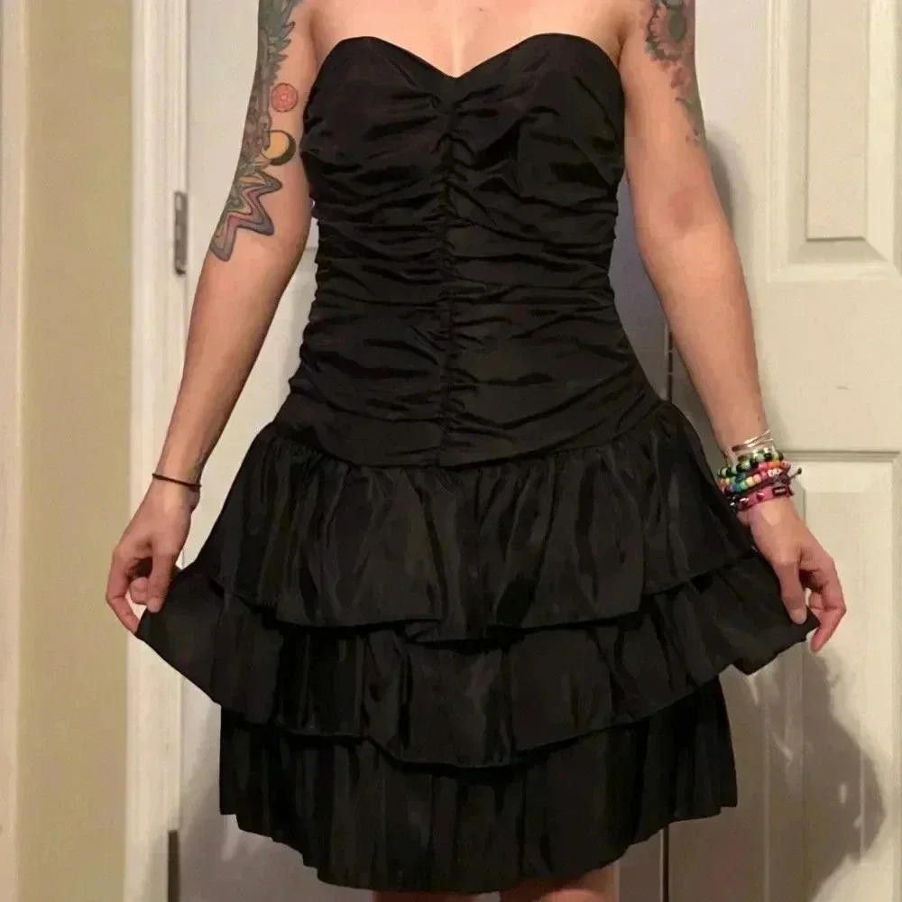 Designer VAMP Black Ruffled Dress with Bolero Jacket - Size 5 Size M / US 6-8 / IT 42-44 - 8 Thumbnail
