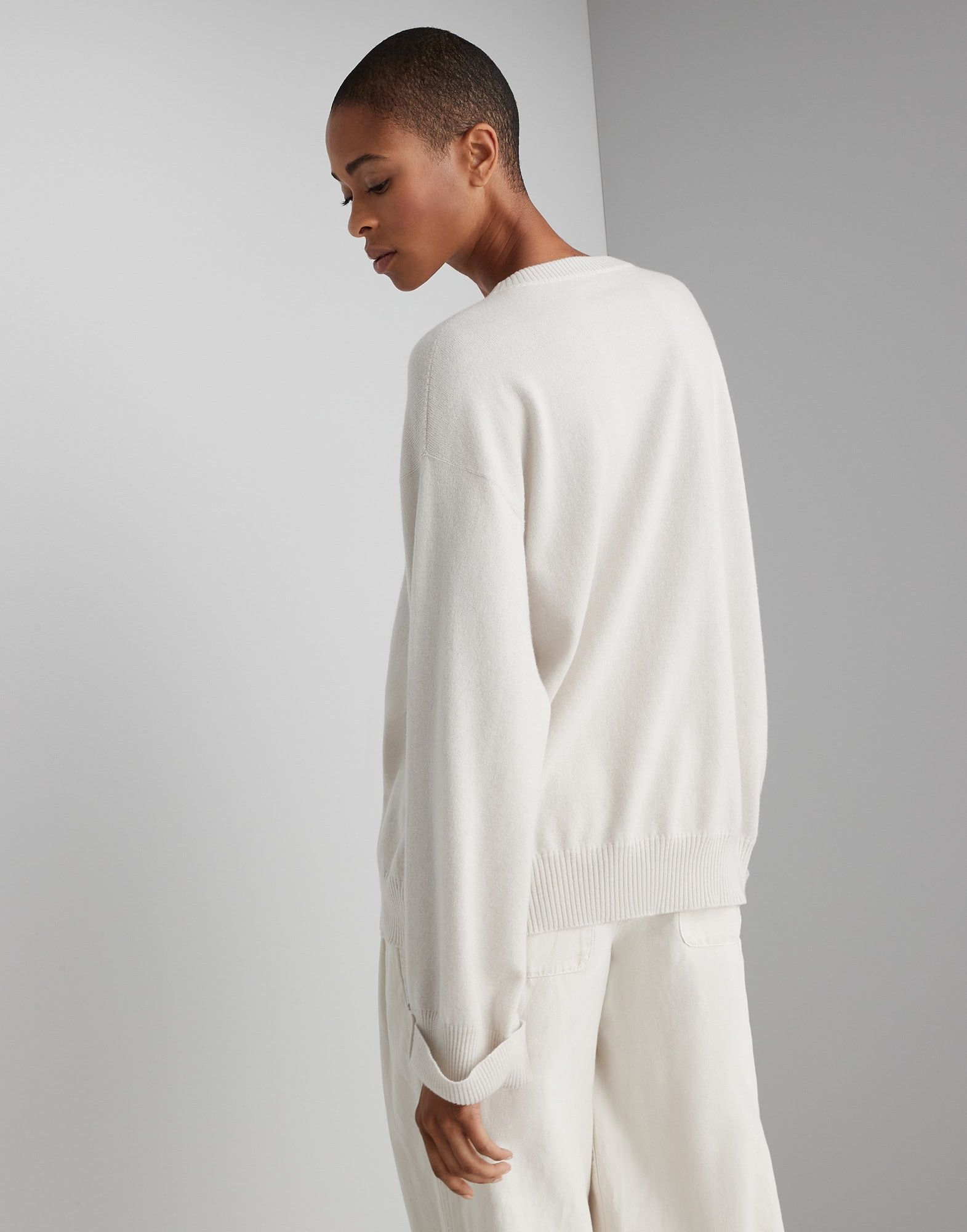 Brunello Cucinelli o1w1db10825 Cashmere Sweater in Open White Size XL / US 12-14 / IT 48-50 - 5 Thumbnail