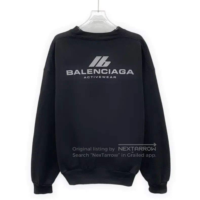 Balenciaga Balenciaga Black Logo Letter Printed Cotton Round Neck Lon Size US S / EU 44-46 / 1 - 2 Thumbnail