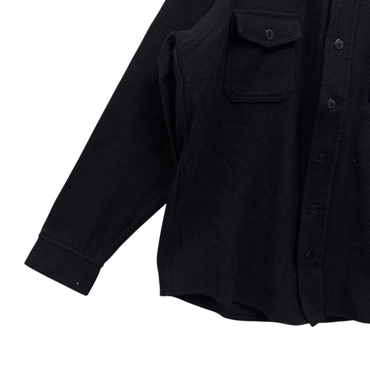 Vintage Vintage Melton Black Wool Shirt Button up Size US L / EU 52-54 / 3 - 4 Thumbnail