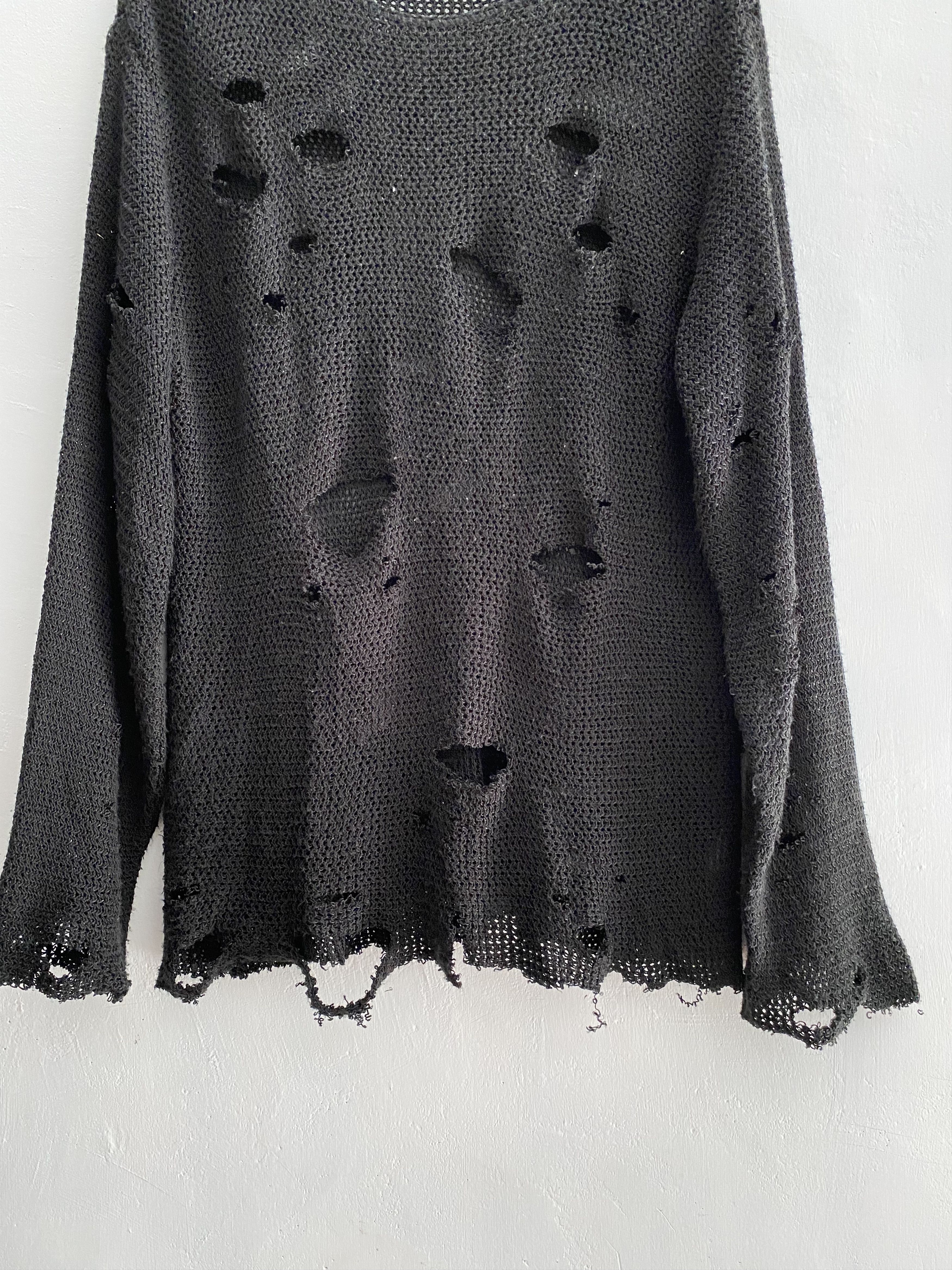 PPFM Japanese opt jeans destroyed cut out knit cdg style Size US L / EU 52-54 / 3 - 2 Thumbnail