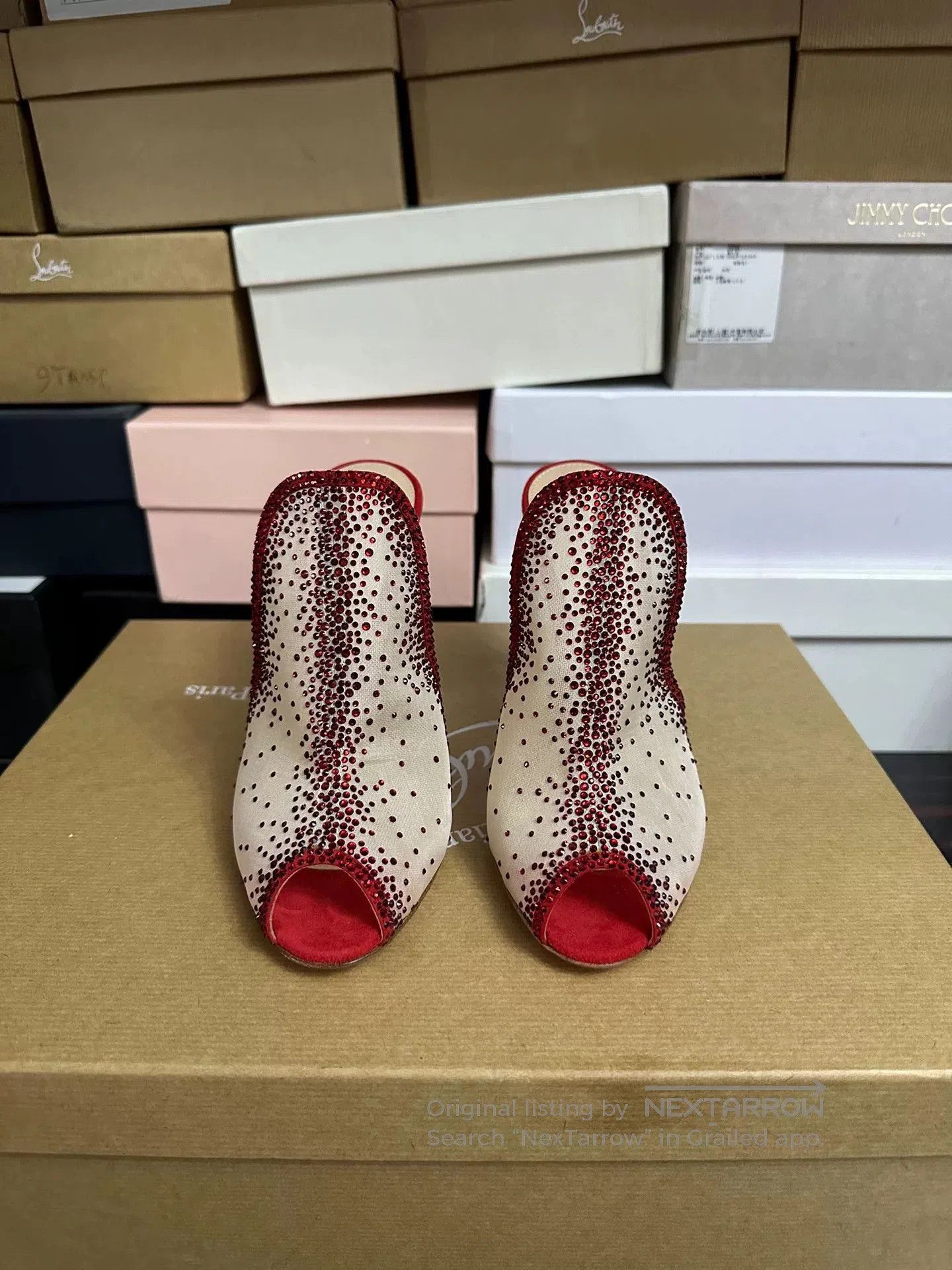 Gianvito Rossi Gianvito Rossi Red Rhinestone Heel Sandals. Size US 6.5 / IT 36.5 - 2 Thumbnail
