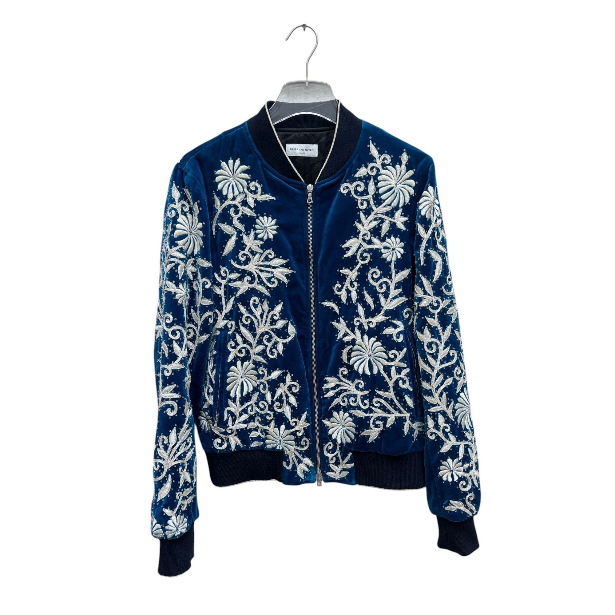 Dries Van Noten FW 2018 Blue Sequined Embroidered Bomber Jacket Size US M / EU 48-50 / 2 - 2 Thumbnail