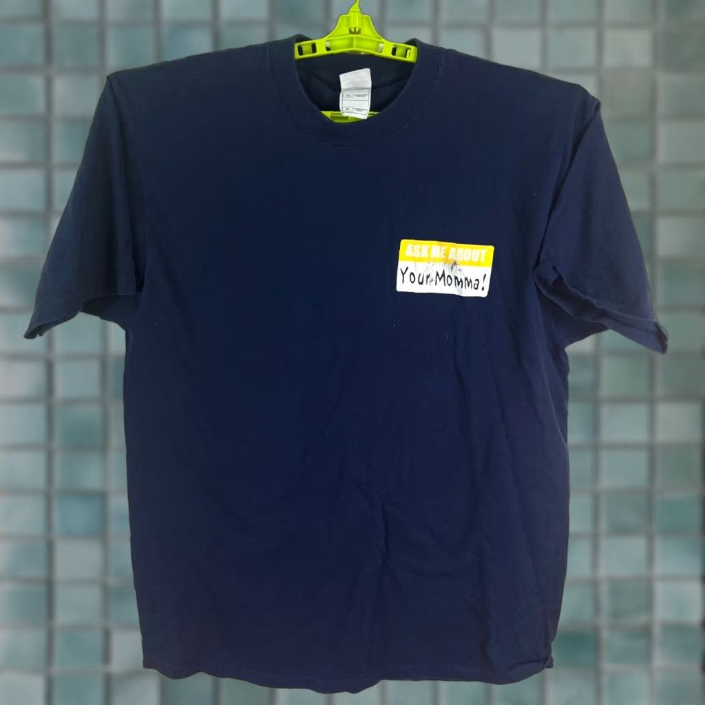 Hot Topic Ask Me About Your Mamma Funny T-Shirt Adult XL Blue Nike Shirt Mens XL Blue Graphic Print 90s Theme Bart Simpson Adventure Time Fruit Logo Size US XL / EU 56 / 4 - 1 Thumbnail