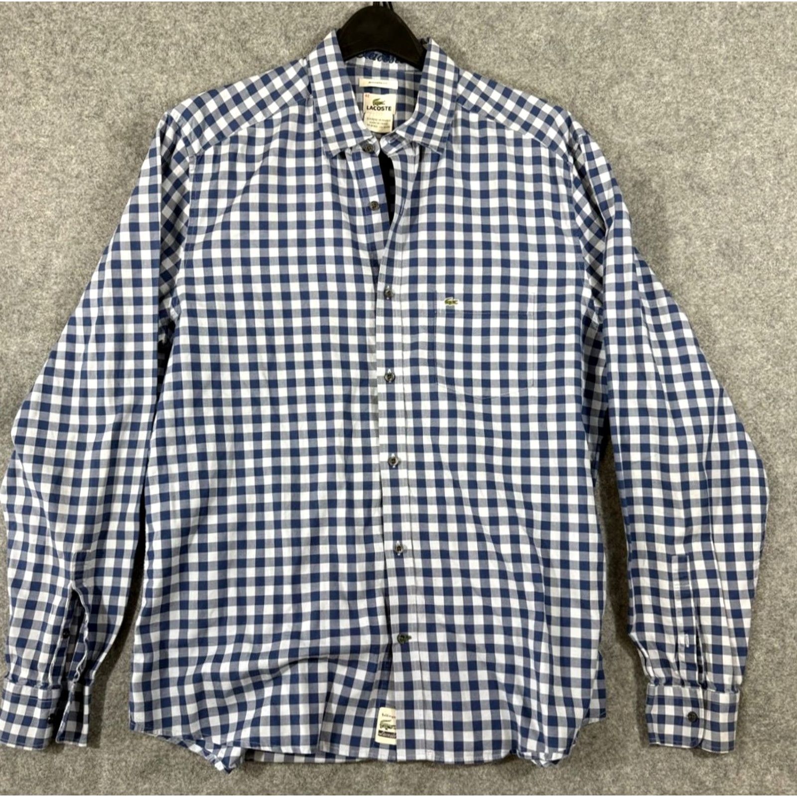 Lacoste Lacoste Shirt Mens Medium 42 Blue White Checked Modern Fit Button-Up Long Sleeve Size US M / EU 48-50 / 2 - 2 Thumbnail