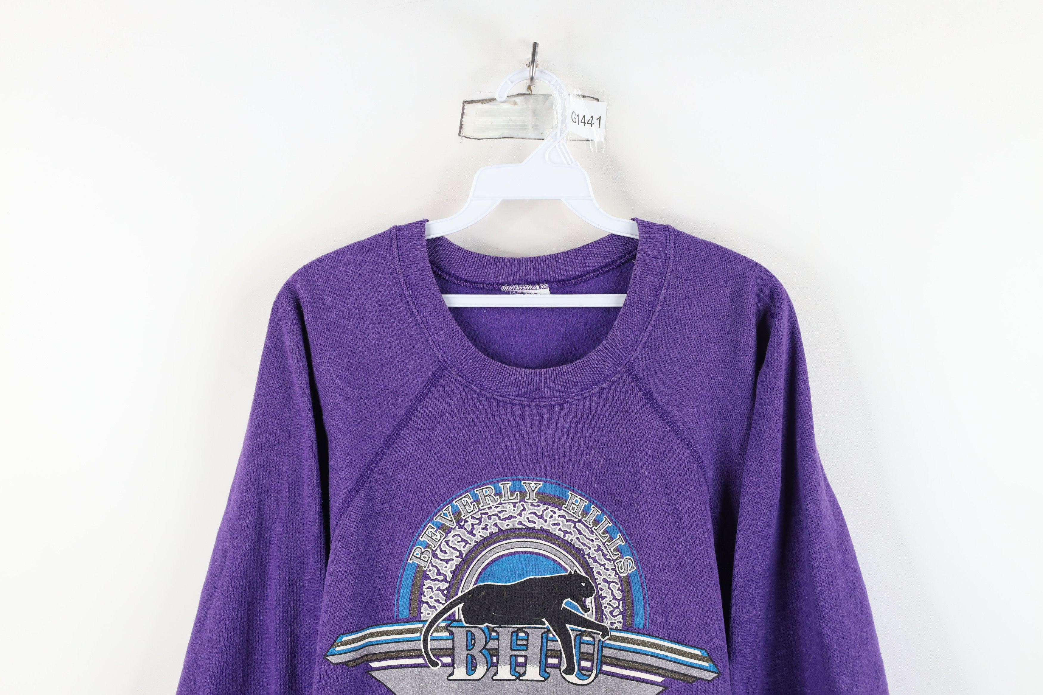 Vintage Vintage 90s Hills University Jaguars Sweatshirt Purple USA Size XL / US 12-14 / IT 48-50 - 2 Thumbnail