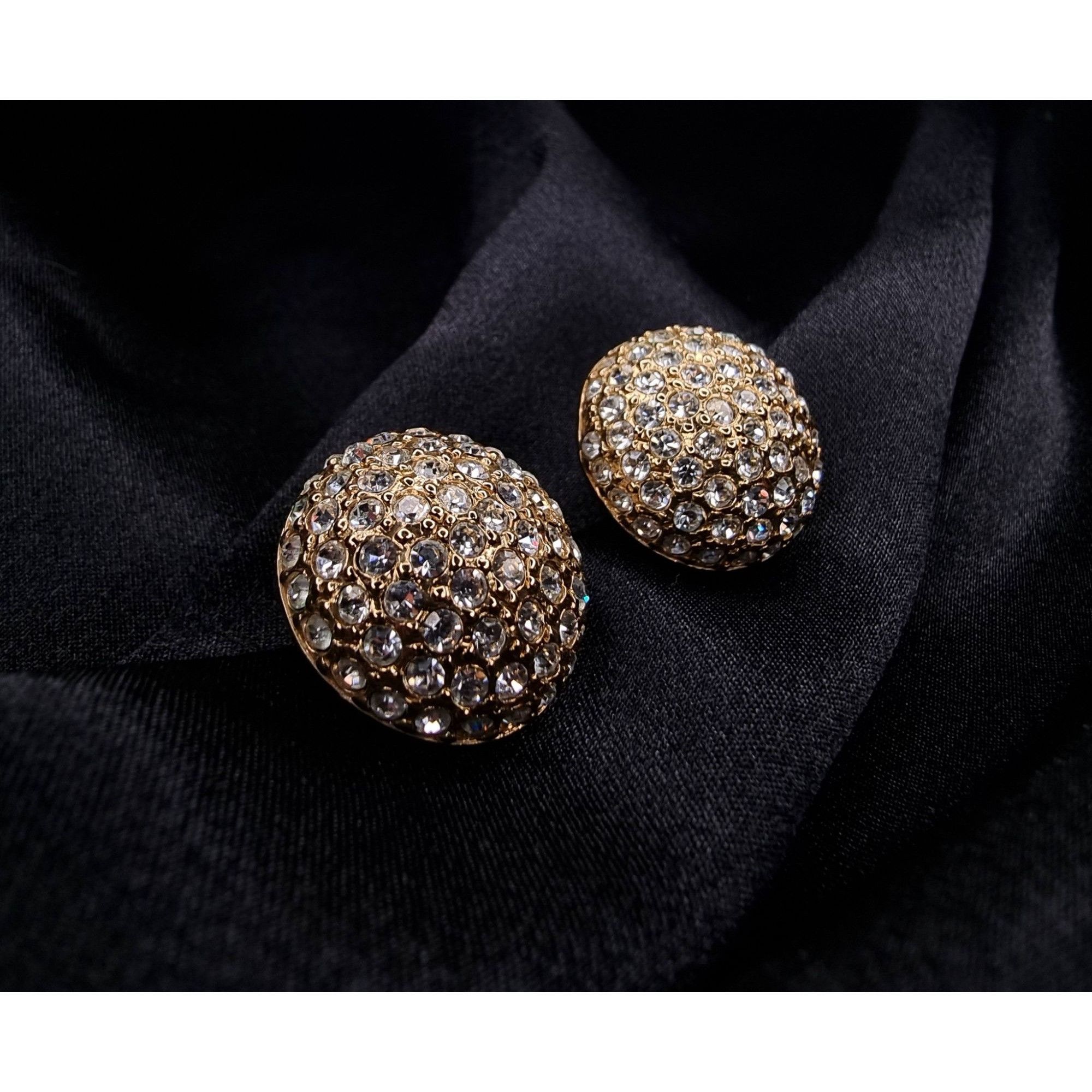 Vintage Vintage 1980s CAROLEE Signed Crystal Rhinestone Dome Earring Size ONE SIZE - 5 Thumbnail