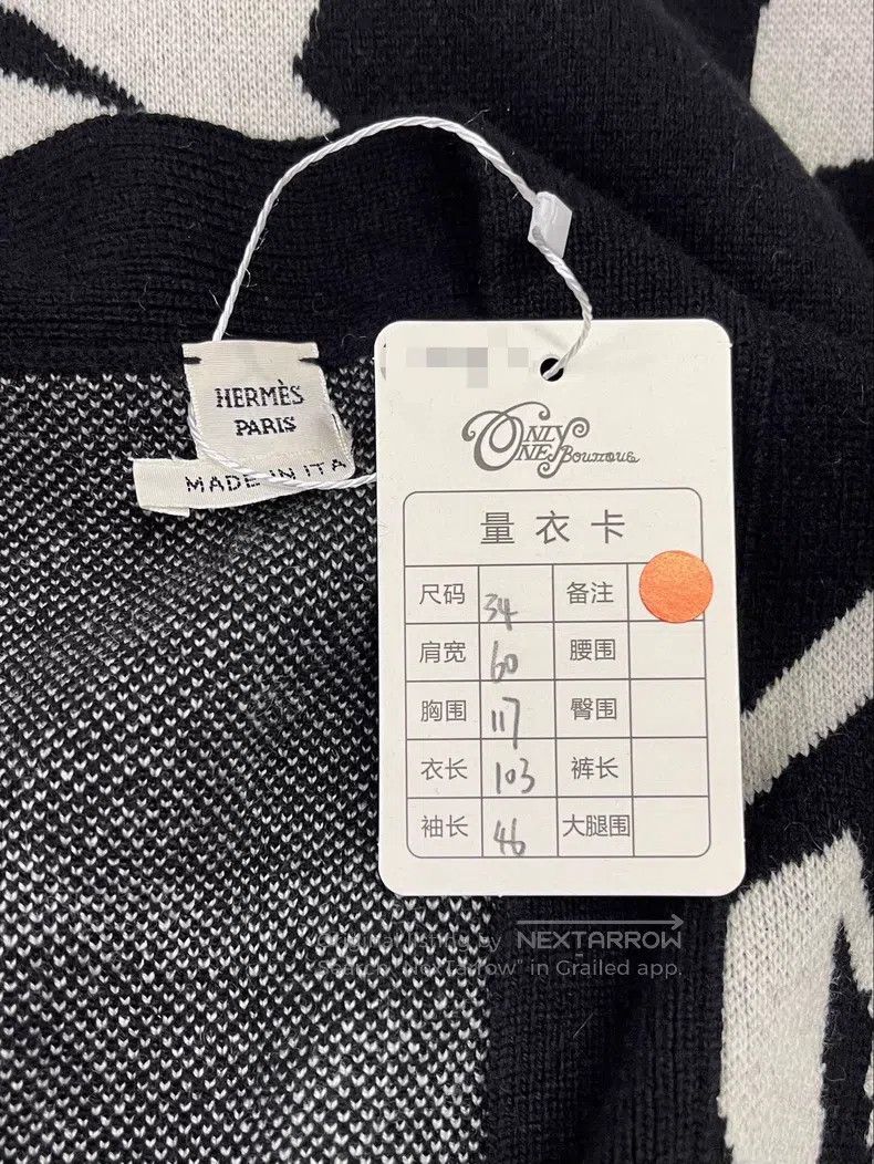 Hermes Hermes Long black and white cashmere knit cardigan Size XXS / US 00 / IT 34 - 4 Thumbnail