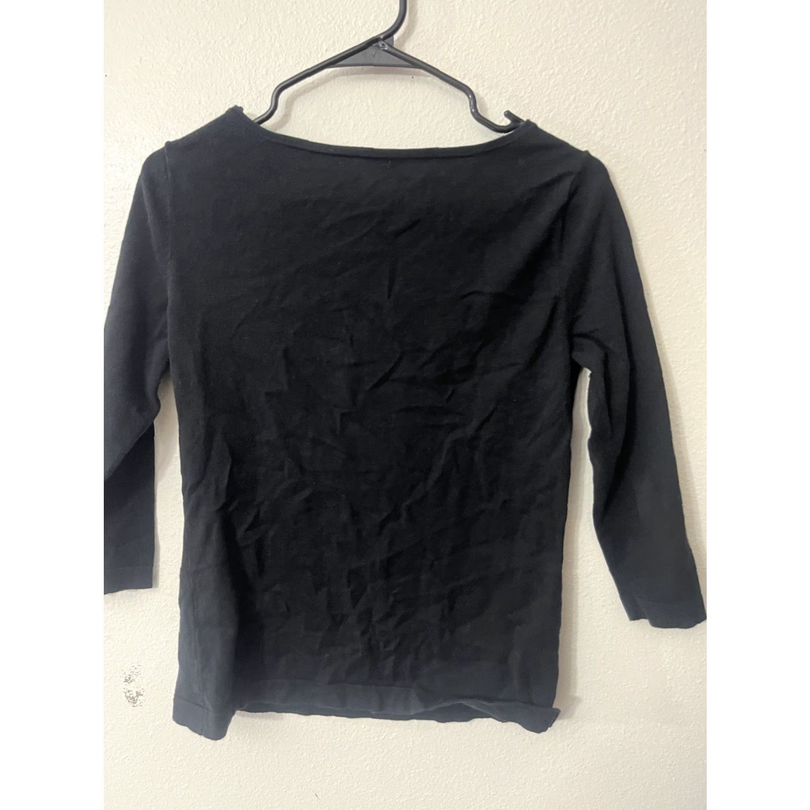Vintage New York & Company Shirt Women's M Black 3/4 Sleeve Boat Neck Top Size M / US 6-8 / IT 42-44 - 2 Thumbnail