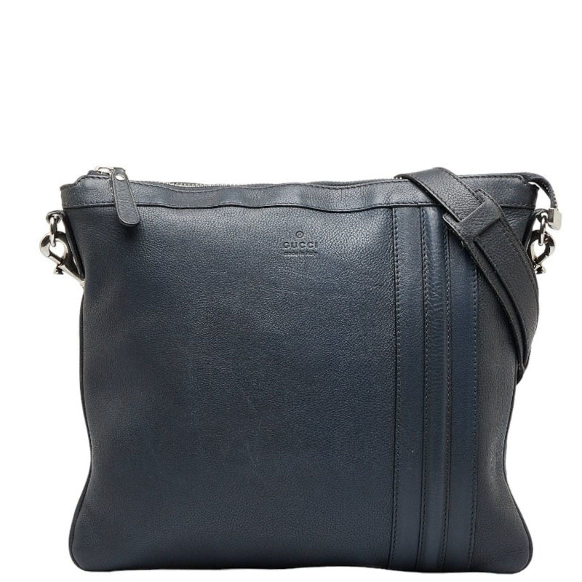 image of Gucci Shoulder Bag 233329 Navy Leather Women's in Black