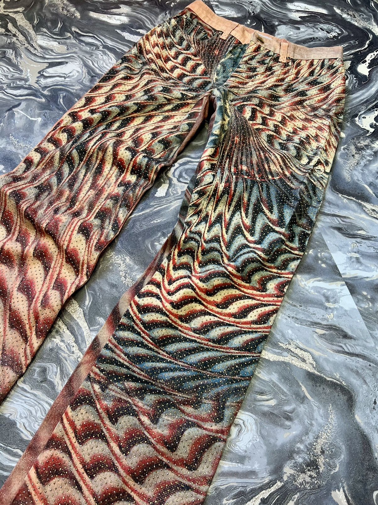 Roberto Cavalli Archive Roberto Cavalli 2001 Psychedelic Spiral Print Jeans Size 29" - 5 Thumbnail