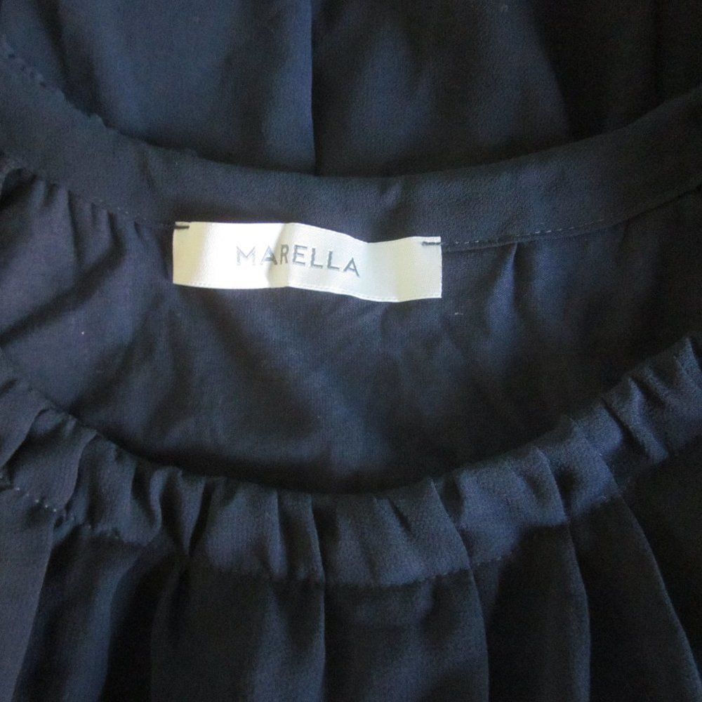 Marsell MARELLA Womens Black Crepe Blouse Sheer Sleeve Open Shoulder Size M / US 6-8 / IT 42-44 - 6 Thumbnail