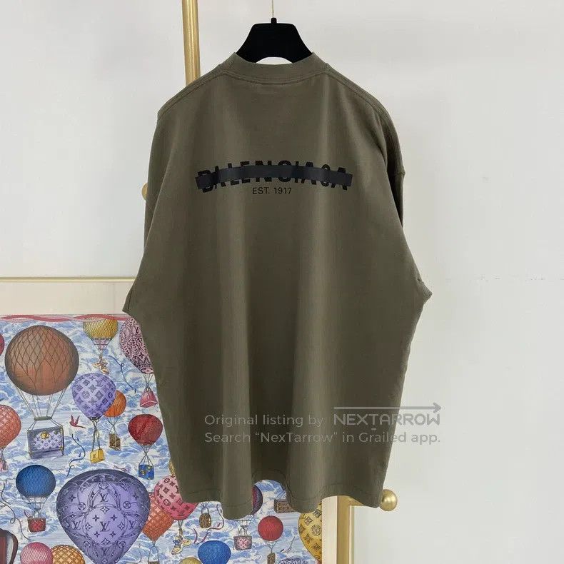 Balenciaga Balenciaga Green Letter Logo Printed Loose Round Neck Shor Size US M / EU 48-50 / 2 - 2 Thumbnail