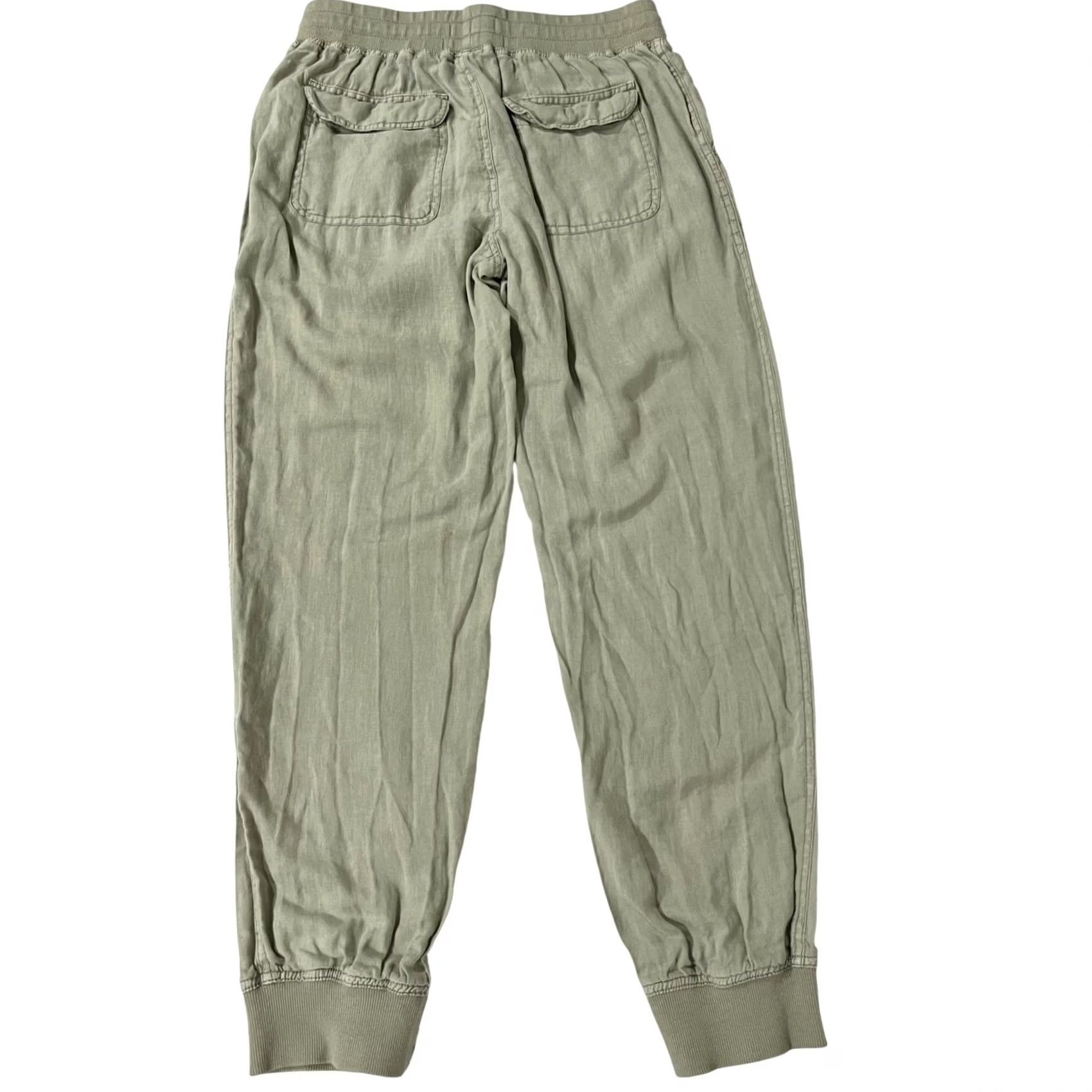 Vintage C&C California 100% Linen Jogger Pants Pull On Womens Sage Green Sz M Shirt/Women's Jogger Linen Solid 90s? Size 32" / US 10 / IT 46 - 4 Thumbnail