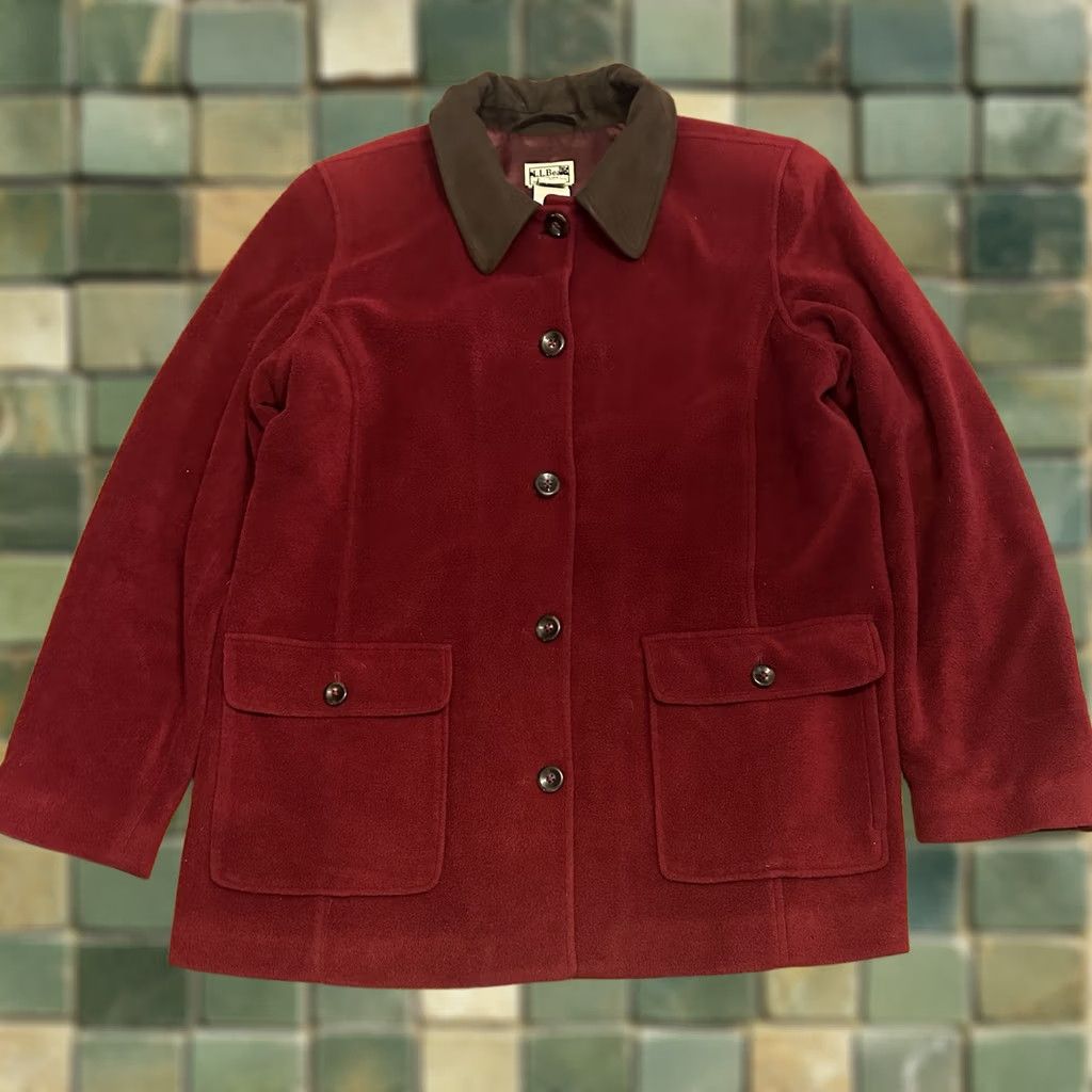 Vintage LL Bean Coat Wool Button Front Jacket Red Large Womens Regular XL Insulated Lined Pockets Collared Fall Winter Vintage Y2K Size XL / US 12-14 / IT 48-50 - 1 Thumbnail