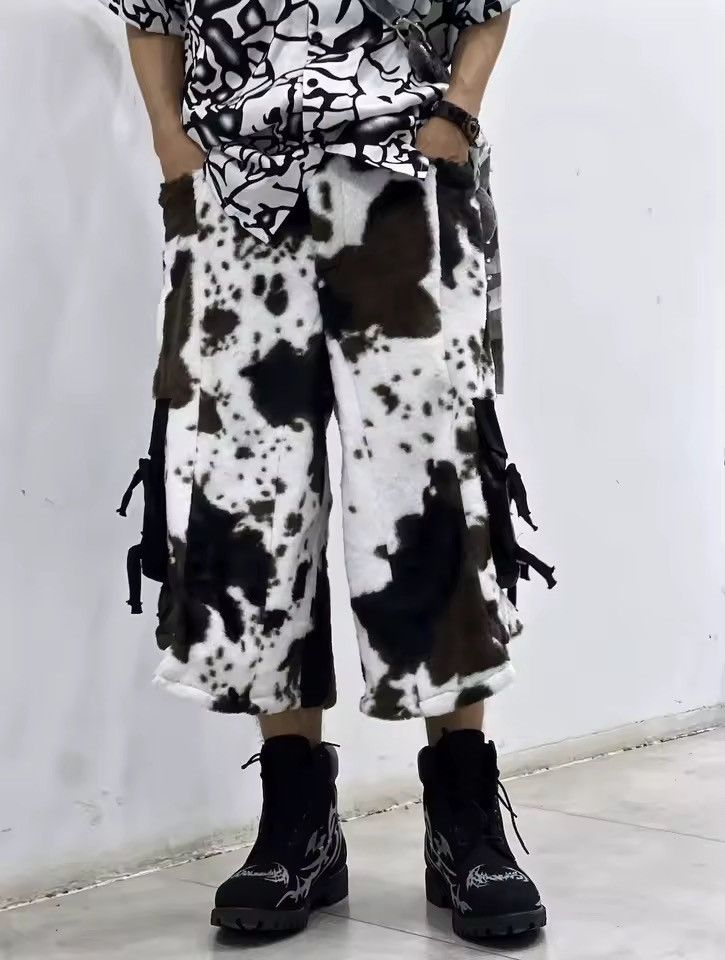 Other Cow Print Streetwear Baggy Plush Loose Shorts Jorts Size US 30 / EU 46 - 3 Thumbnail