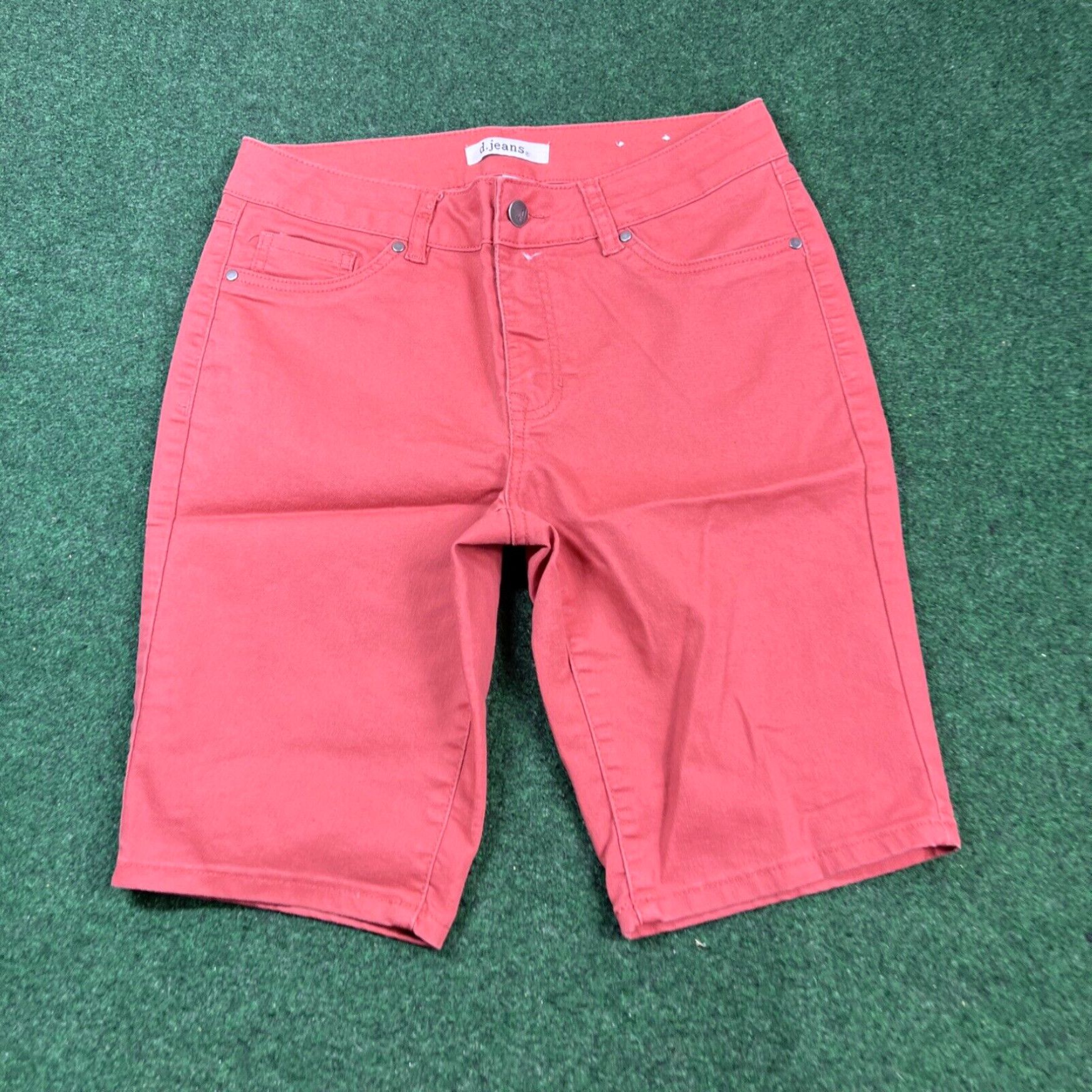 Pinko D Jeans Shorts Womens 6 Red Pink Denim Cotton Pockets Beach Resort Summer Capri Size 28" / US 6 / IT 42 - 1 Thumbnail