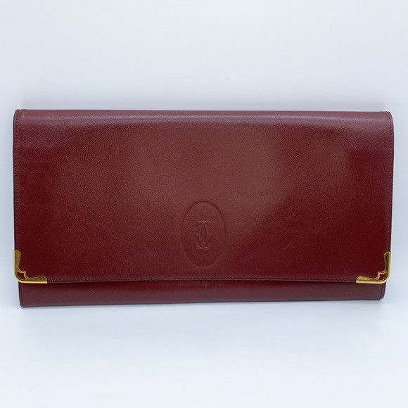 Cartier Cartier Les Must de Cartier Burgundy Leather Calfskin Clutch Size ONE SIZE - 2 Thumbnail
