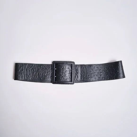 Sarah Pacini Sarah Pacini Big Ostrich Embossed Leather Belt - Black (NEW) Size ONE SIZE - 1 Thumbnail