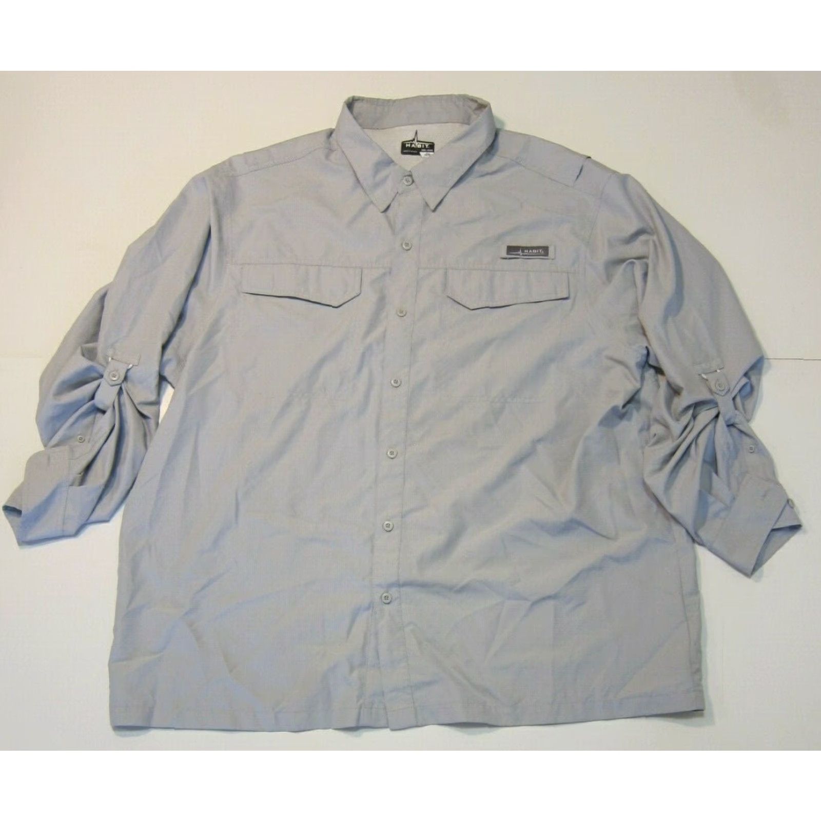 Habitat Habit Grey UPF 40+ Vented Hike Travel Button Down Long Sleeve Shirt Men 2XL Size US XXL / EU 58 / 5 - 8 Thumbnail