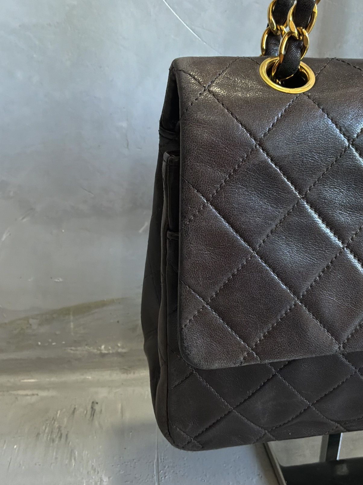 Chanel Old Chanel - Medium Dark Brown Double Flap GHW Shoulder Bag Size ONE SIZE - 6 Thumbnail
