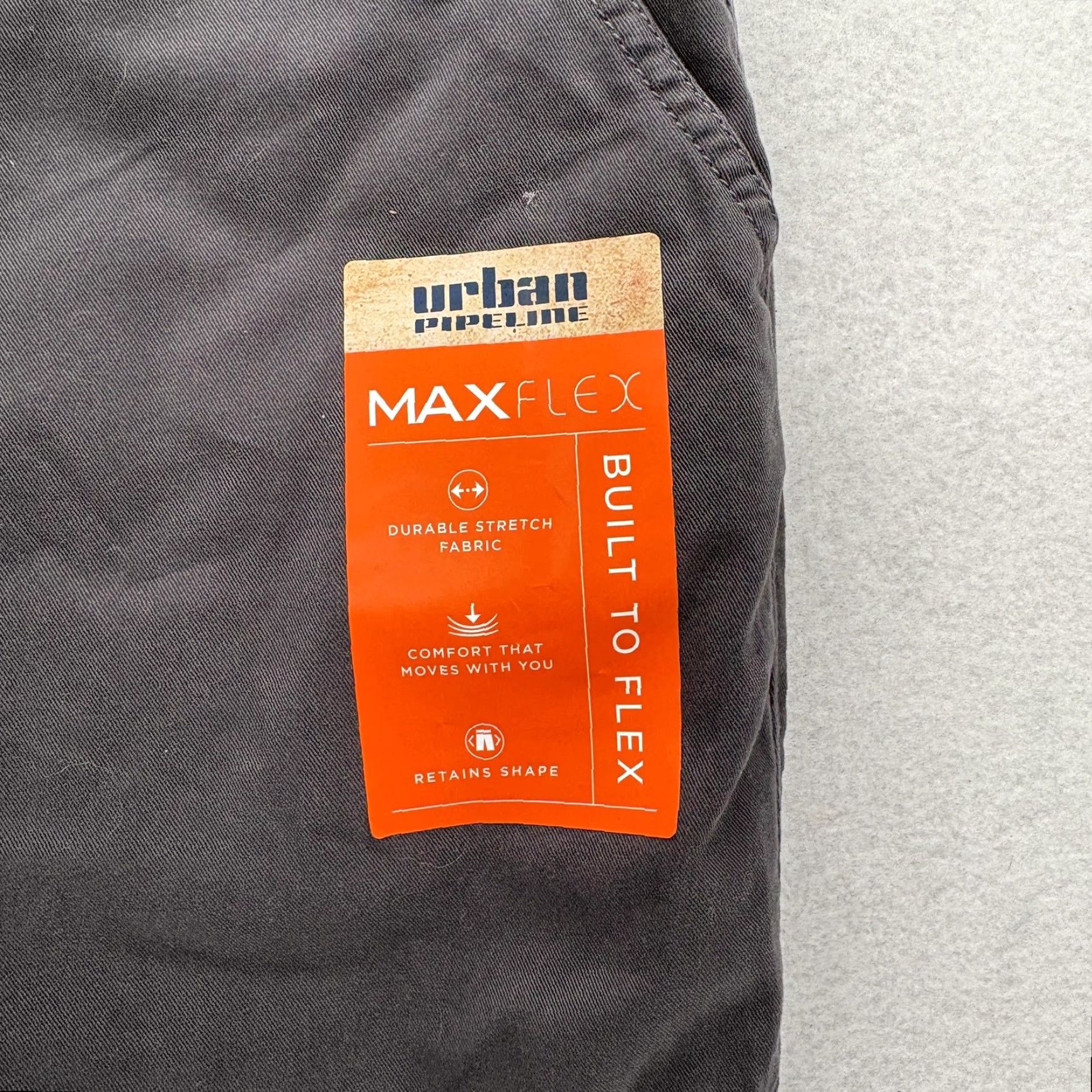 Vintage Urban Pipeline Pants Mens Large Gray MaxFlex Jogger Slim Elastic Waist Final Front Flat Tapered Casual Cotton Spandex Pockets 29in Inseam Size US 33 - 3 Thumbnail