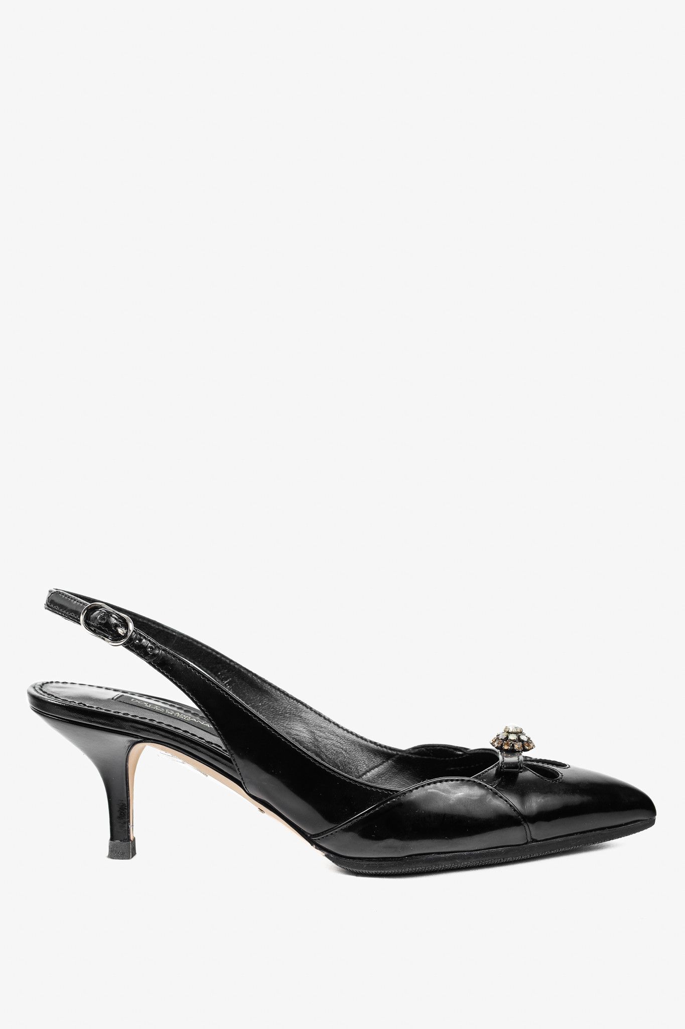 Dolce & Gabbana Dolce & Gabbana Patent Embellished Slingback Heels Size US 5.5 / IT 35.5 - 1 Thumbnail