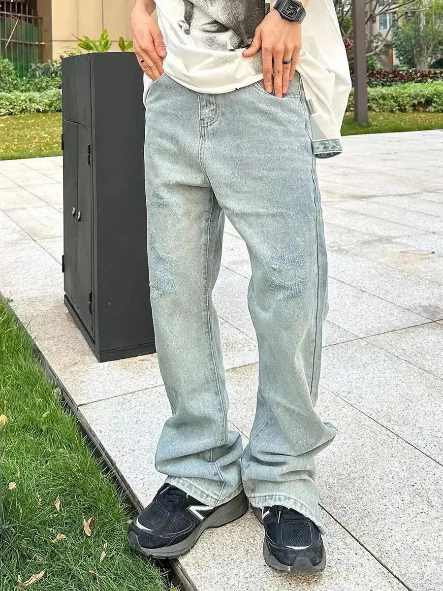 Japanese Brand Retro straight leg casual floor mopping jeans Size US 32 / EU 48 - 3 Thumbnail