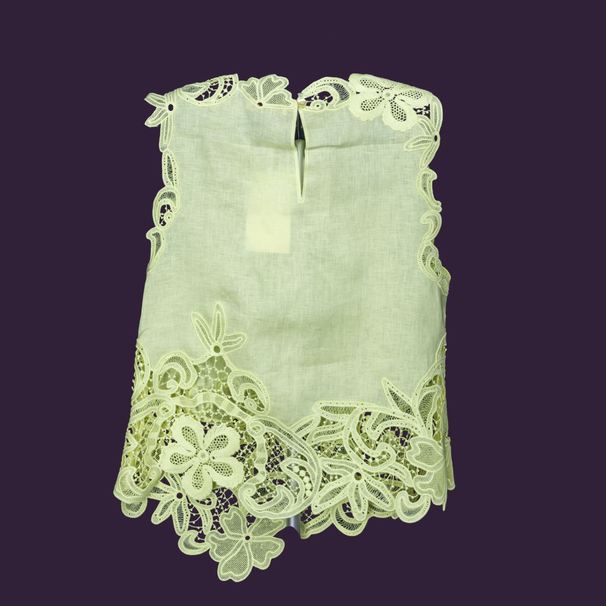 Ulla Johnson Ulla Johnson Marlis Embroidered Linen Lace Tank Top Citron S Size XS / US 0-2 / IT 36-38 - 2 Thumbnail