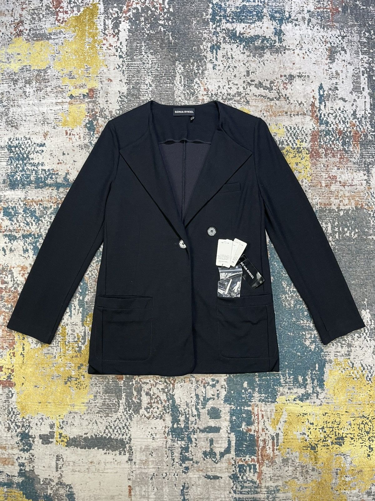 Sonia Rykiel Sonia Rykiel Black Rayon Stretch Jacket Size M / US 6-8 / IT 42-44 - 1 Thumbnail