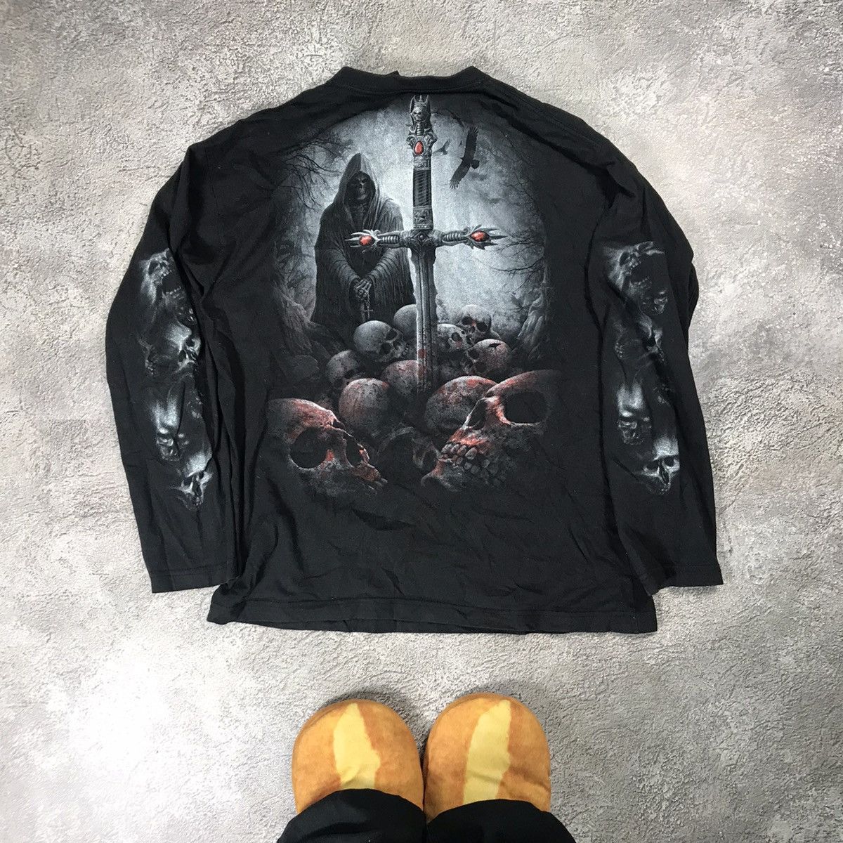 Vintage Vintage Y2K Grim Reaper Graphic Tee Dark Horror Grunge L Size US L / EU 52-54 / 3 - 5 Thumbnail