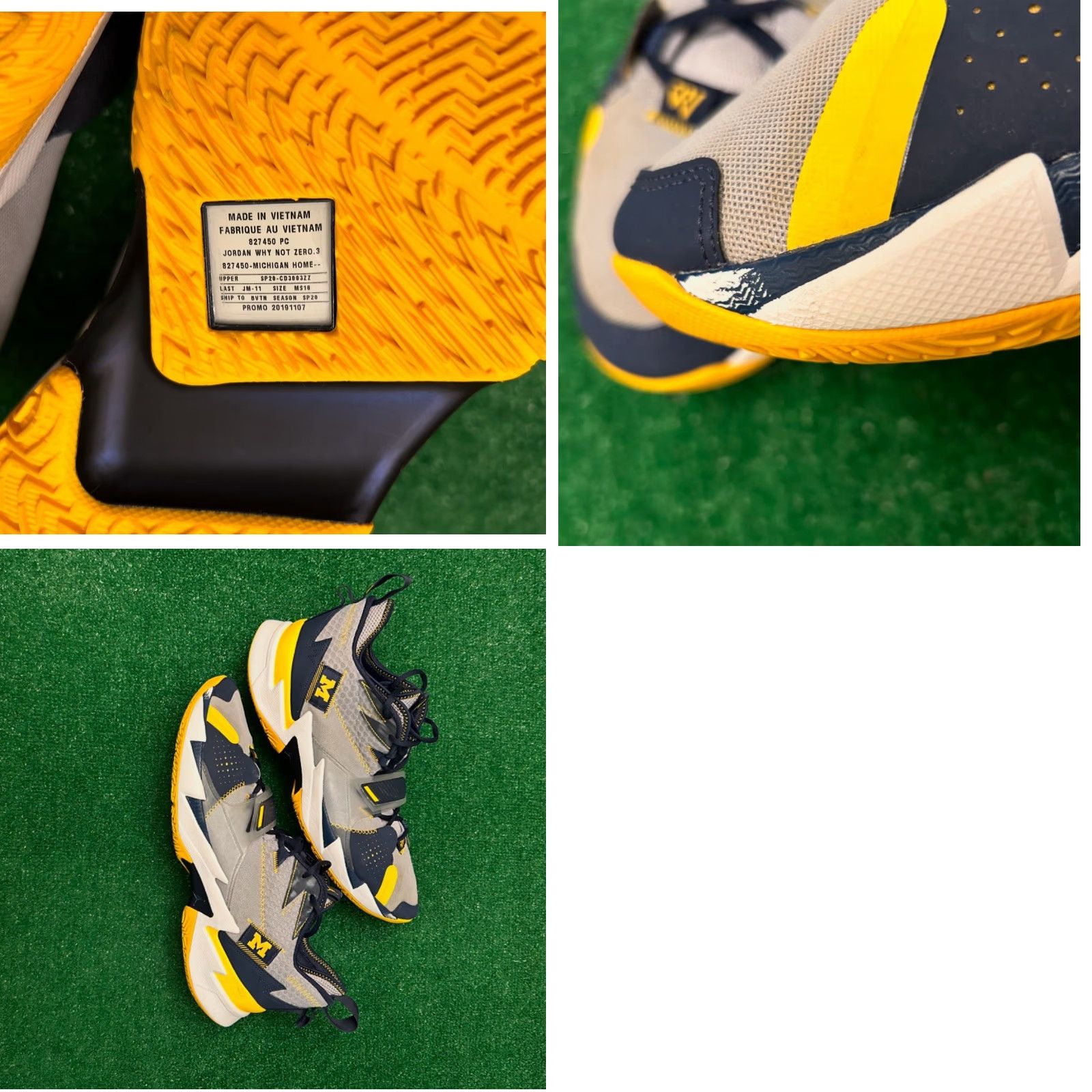 Nike Air Jordan WhyNotZero.3 Westbrook PE Michigan Wolverines Mens Sz 16 Promo Sample Size ONE SIZE - 8 Thumbnail