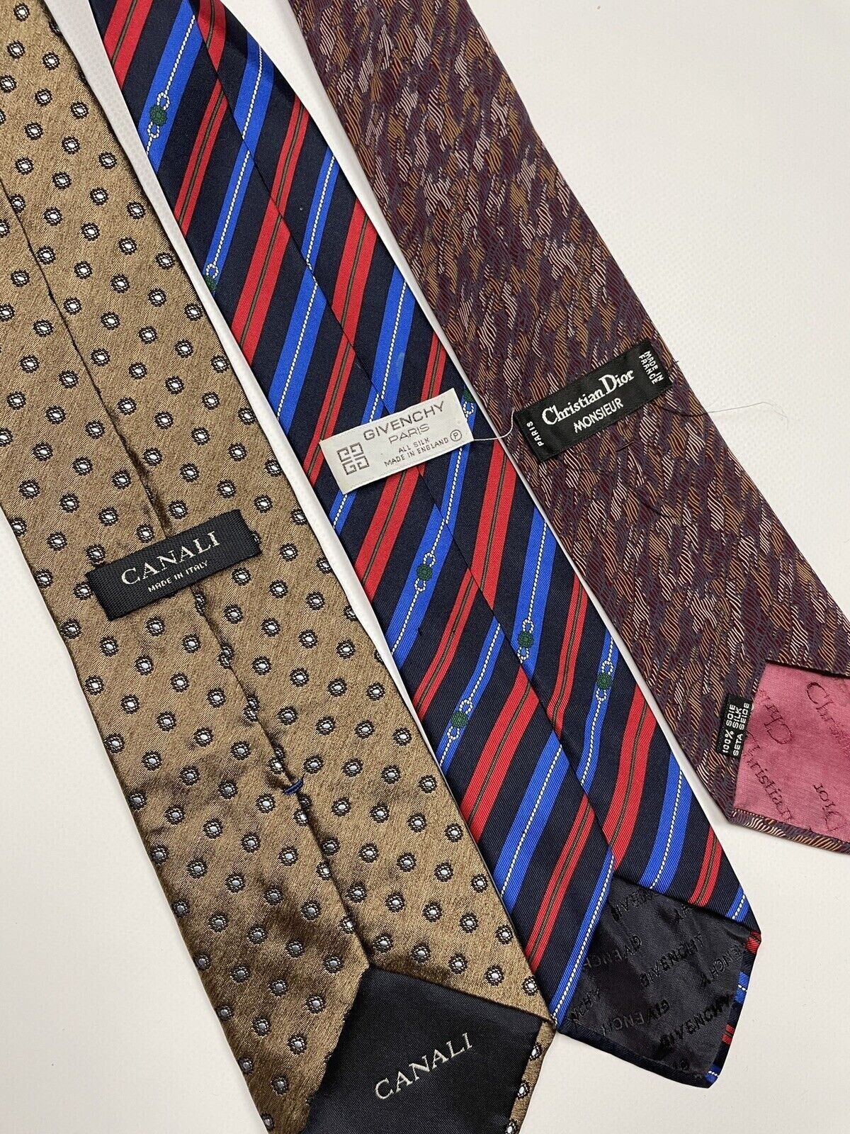 Dior LOT x 3 TIE CANALI CHRISTIAN DIOR GIVENCHY MEN Size ONE SIZE - 2 Thumbnail