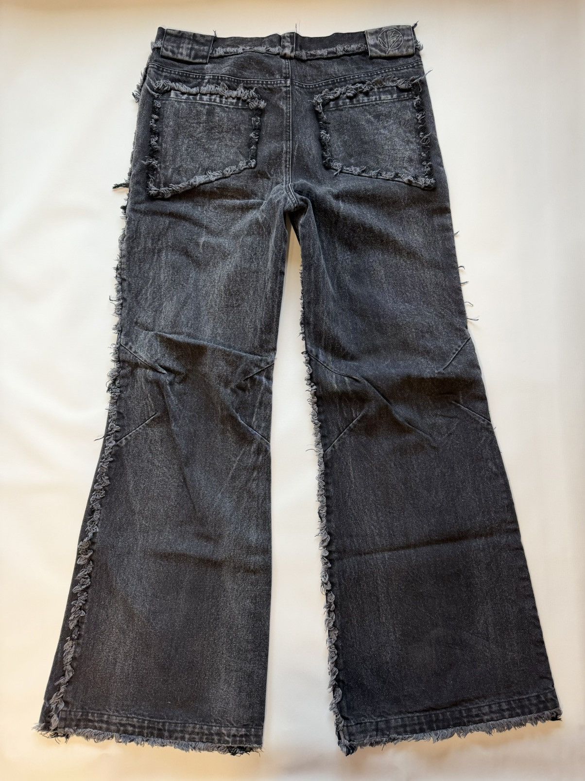 No Faith Studios NO/FAITH STUDIOS Flared Denim Pants Black Heavy Raw Edges Size US 36 / EU 52 - 3 Thumbnail