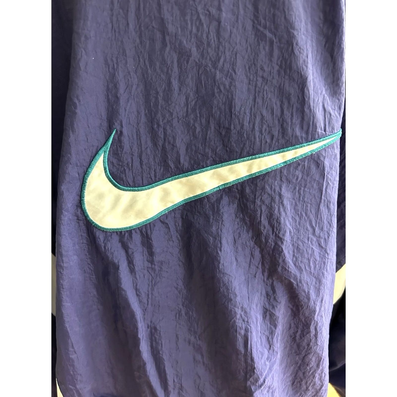 Nike VINTAGE Nike Nylon Track Suit Set Shirt Men L Blue Teal White 1990s Size 42R - 6 Thumbnail