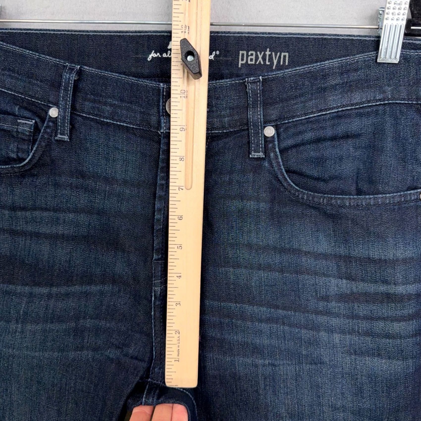 7 For All Mankind 7 For All Mankind Paxtyn Jeans Mens 34 Dark Blue Solid Skinny Stretch Denim Luxe Size US 34 / EU 50 - 3 Thumbnail