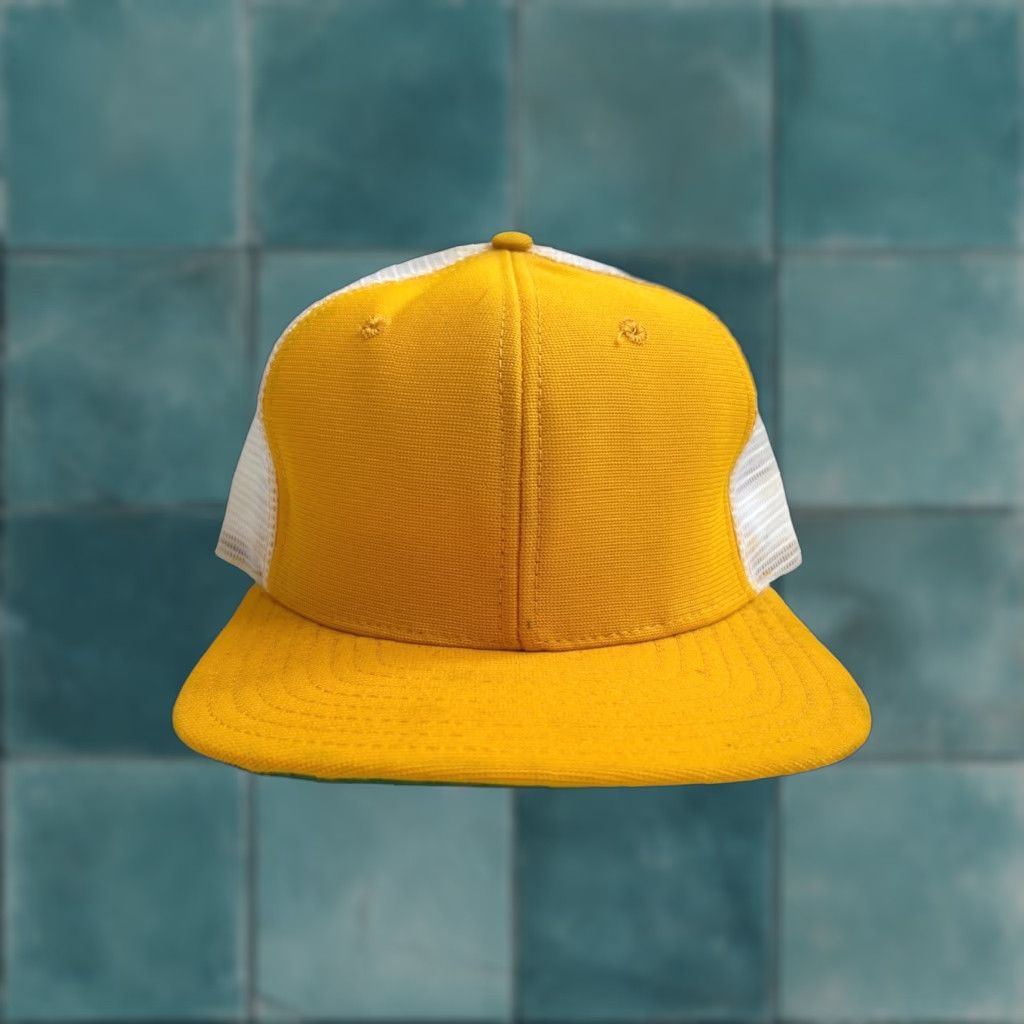 New Era VINTAGE New Era Snapback Hat Trucker Adjustable USA 90s Deadstock NWOT Yellow Mens Size S/M Size ONE SIZE - 1 Thumbnail