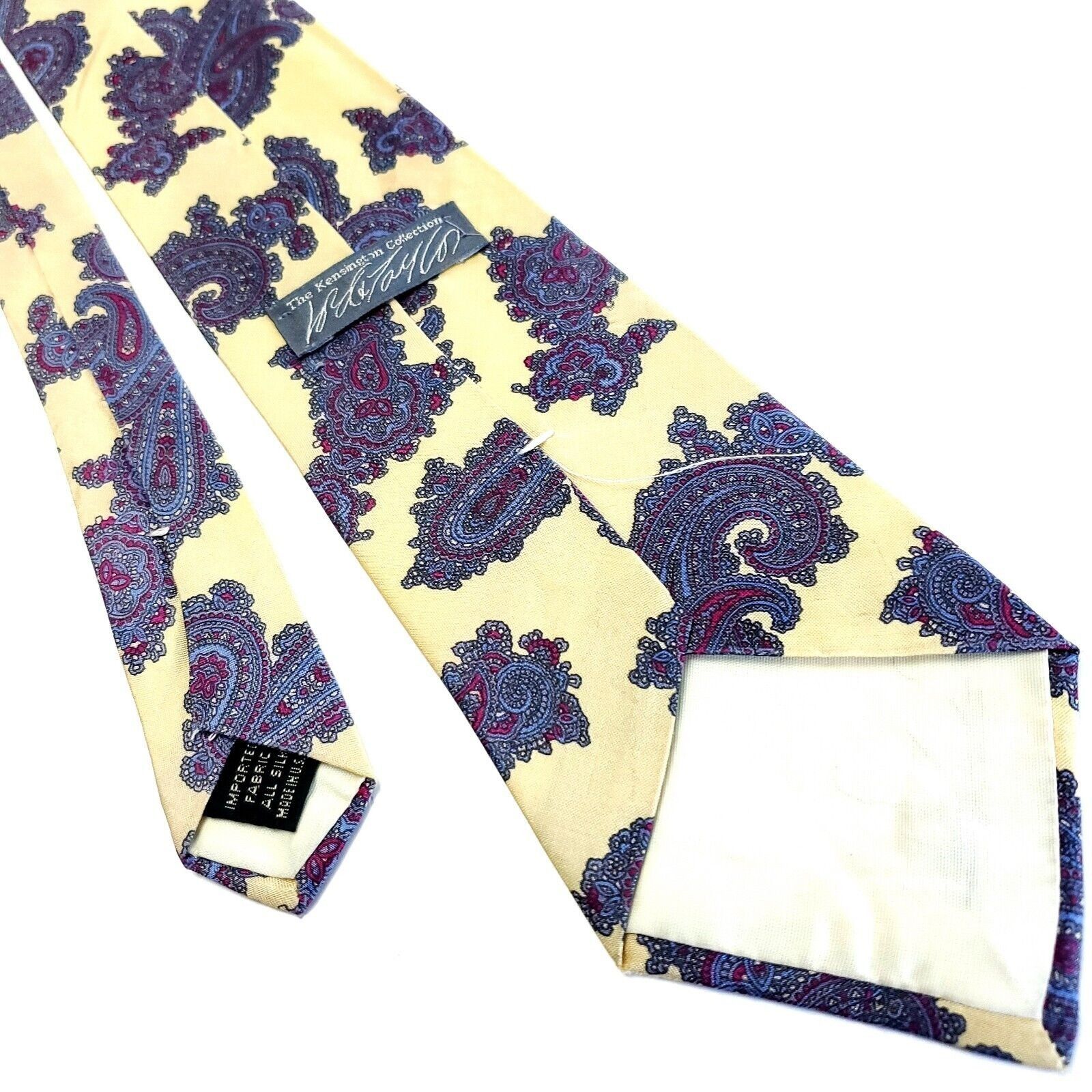 Lord & Taylor Lord & Taylor Yellow Blue Silk Tie Woven Short Paisley Size ONE SIZE - 3 Thumbnail