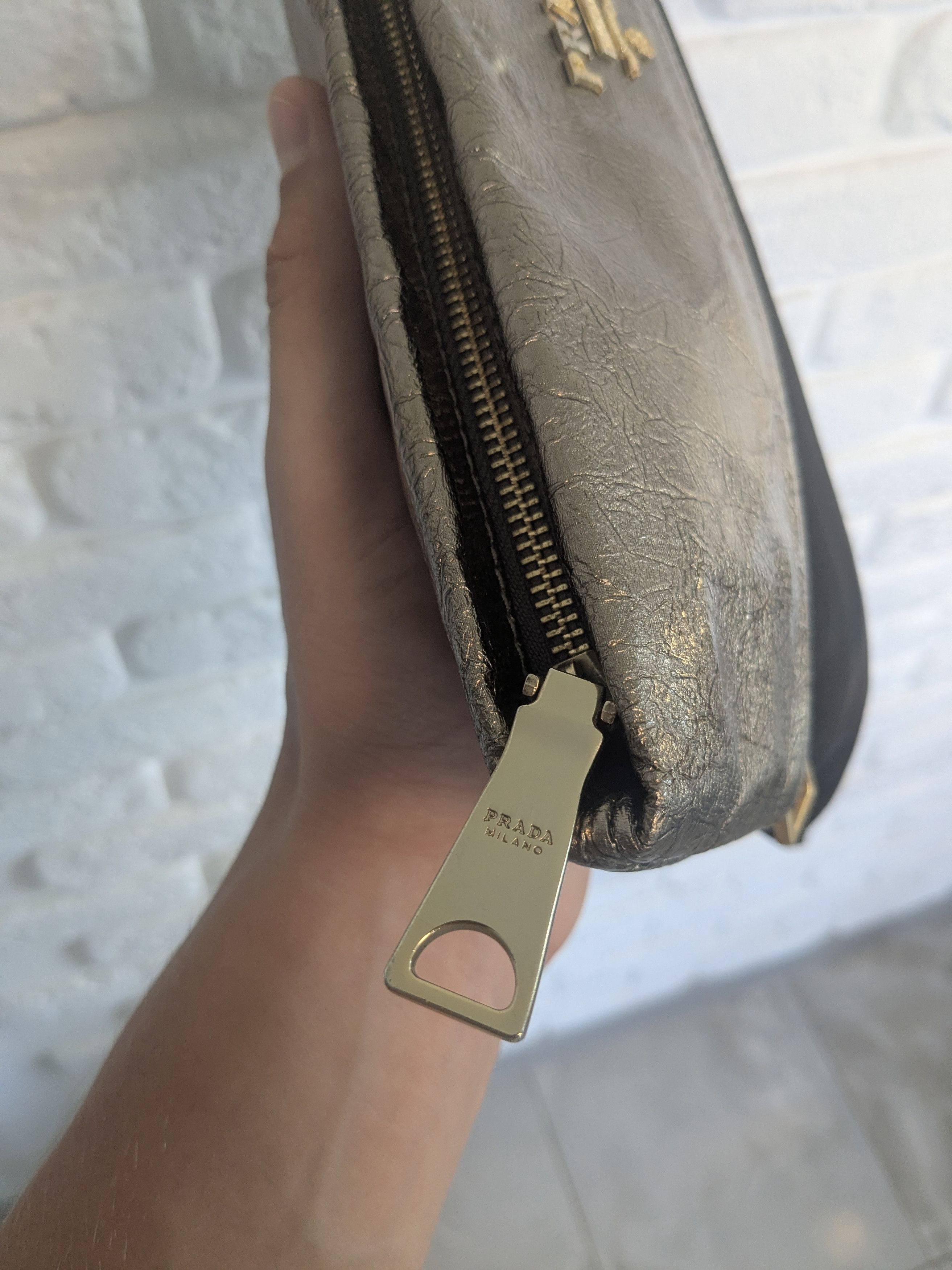 Prada Leather and neilon prada clutch bag black and Gold color Size ONE SIZE - 7 Thumbnail