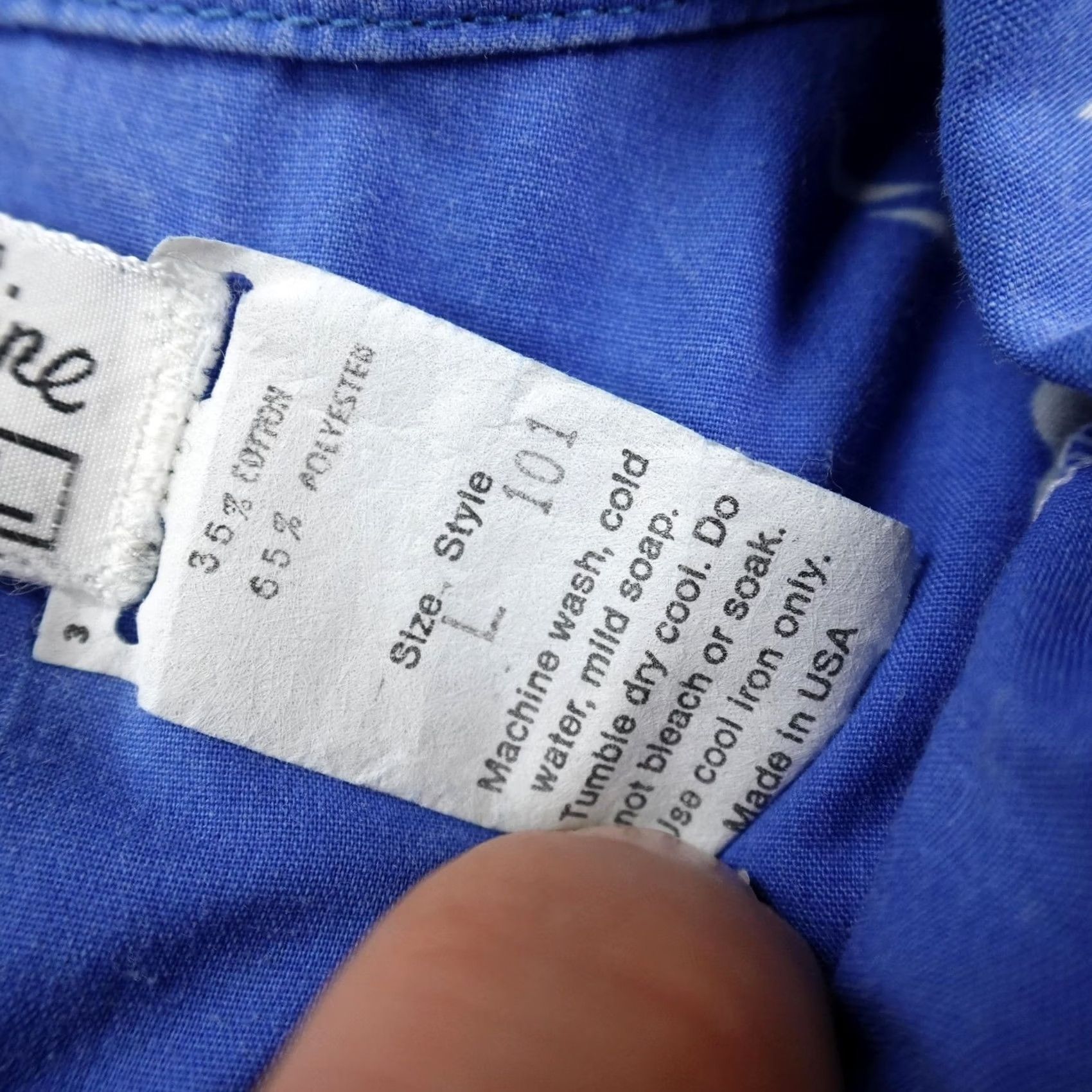 ALOHAS VINTAGE Kaikanahine Shirt Mens L Blue White Floral Hawaiian Aloha Button Up USA Size US L / EU 52-54 / 3 - 6 Thumbnail