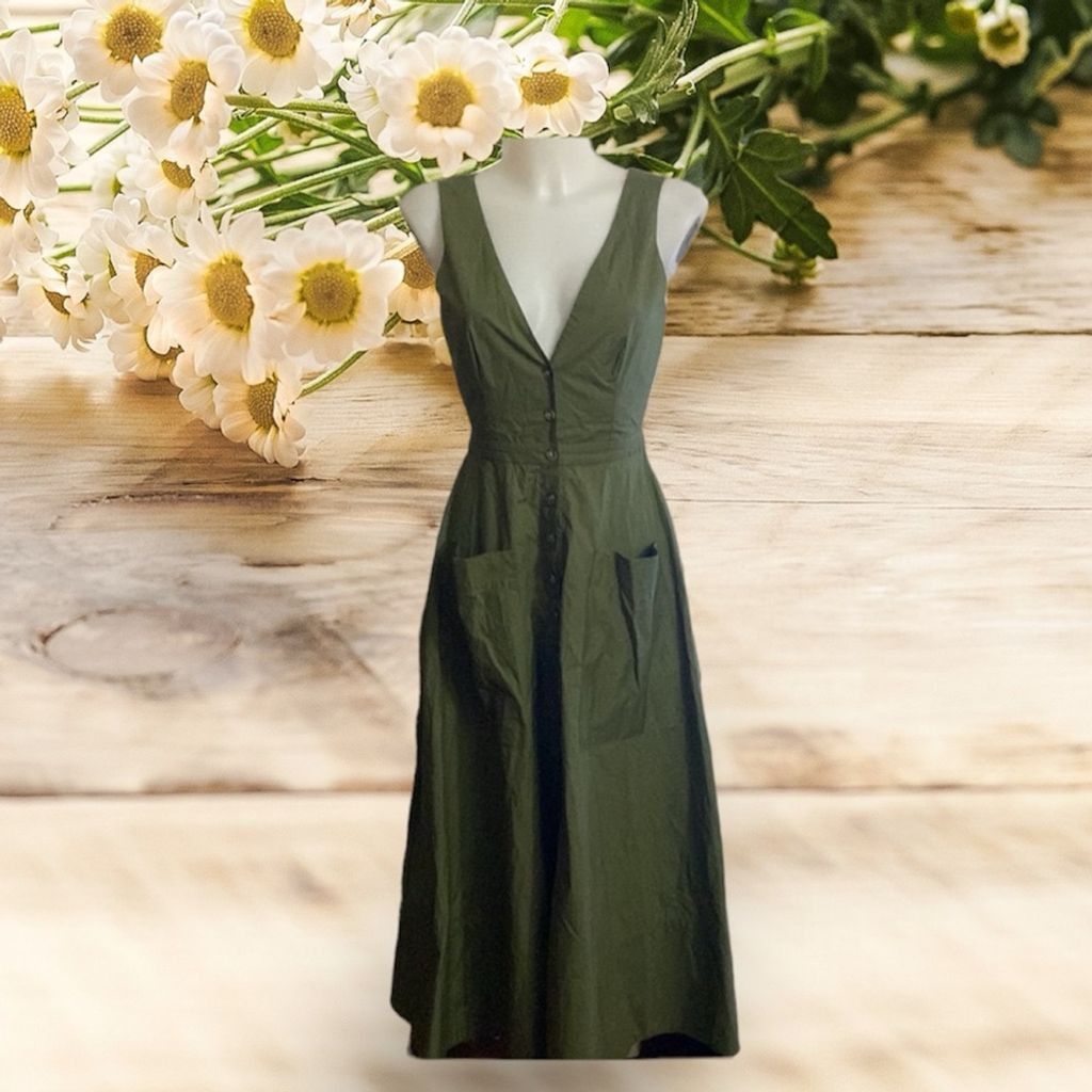 Other Saloni Zoe zoey dress cutout uk 8 is US 4 military green Size S / US 4 / IT 40 - 6 Thumbnail